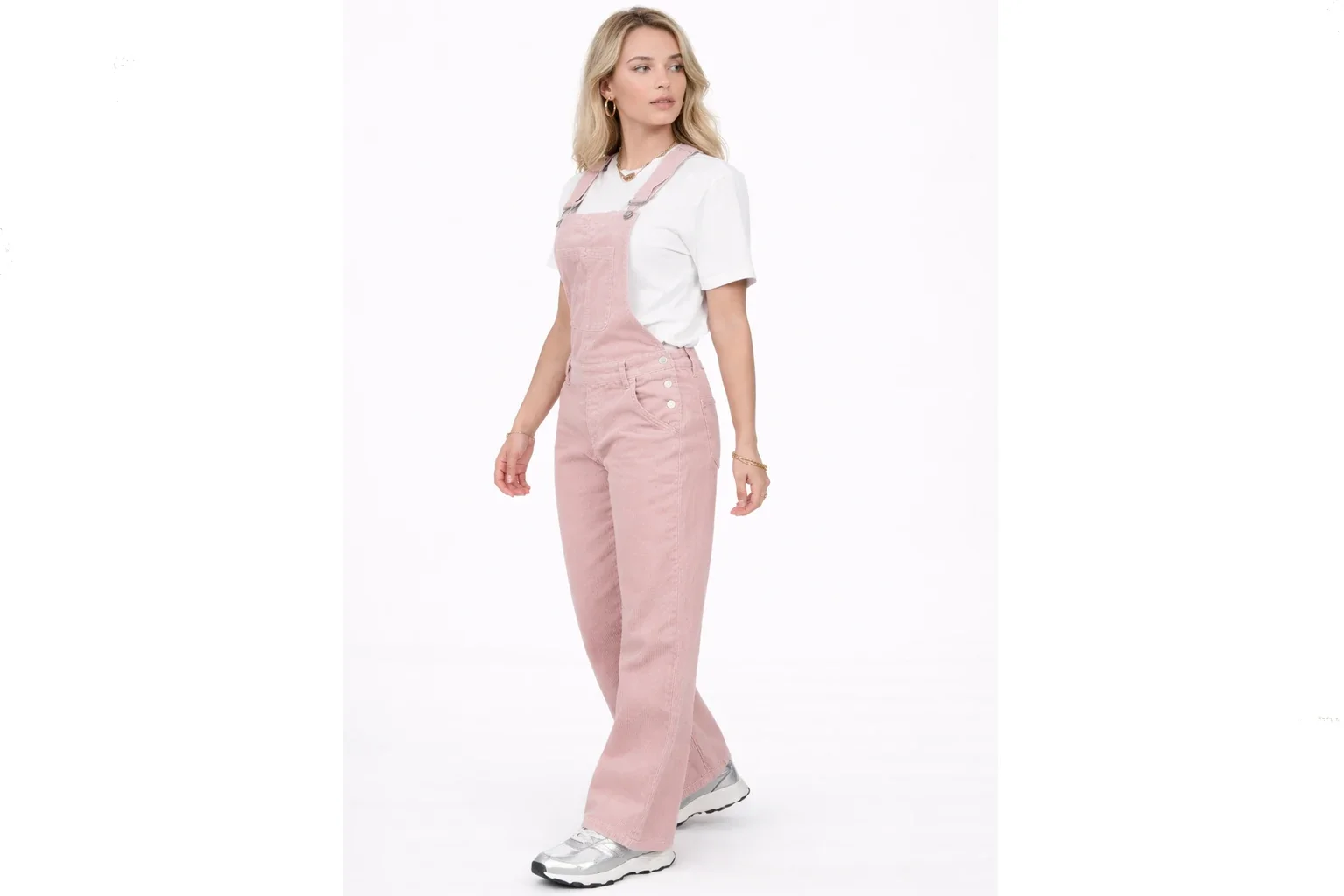 Salopette en velours rose