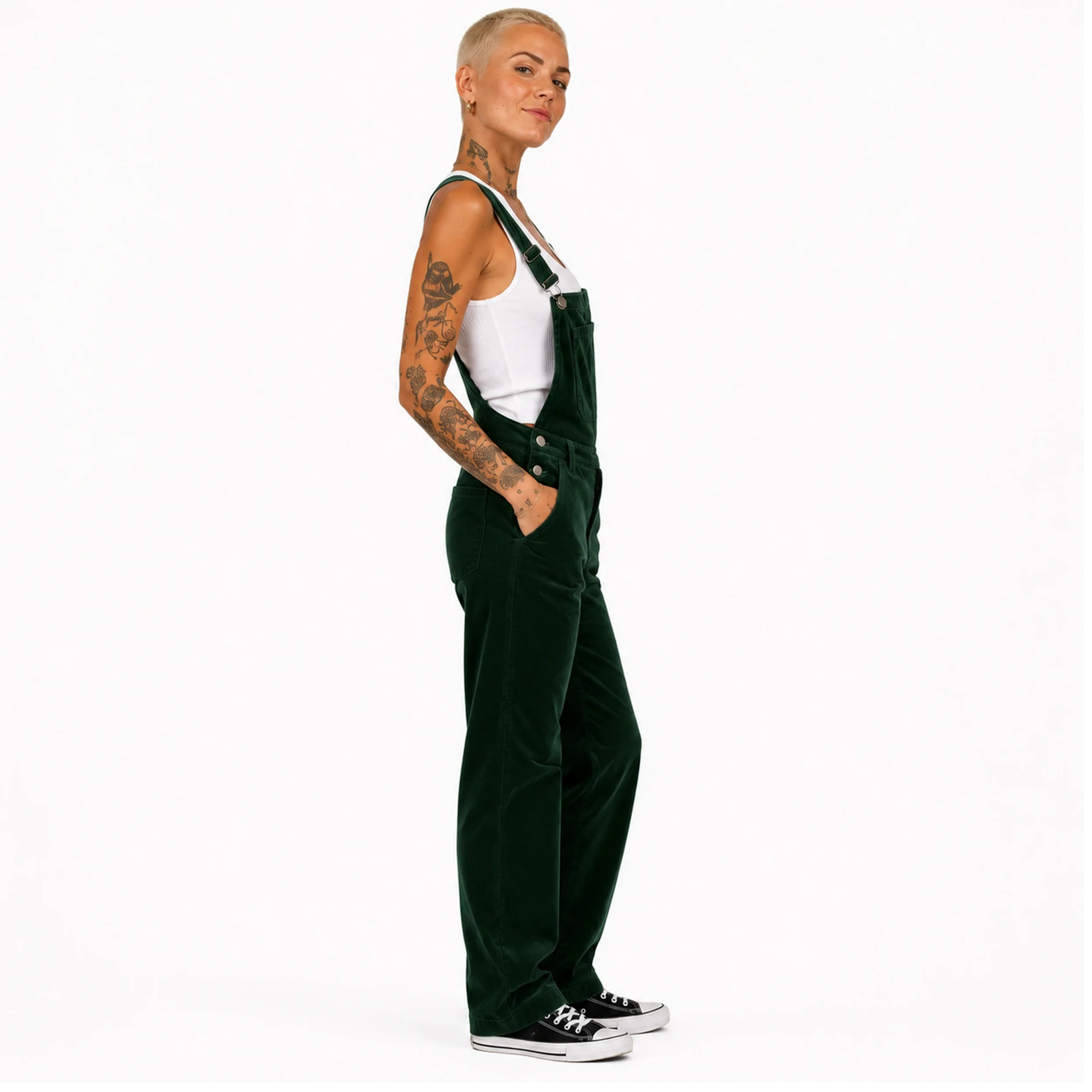 salopette femme en velours vert.webp