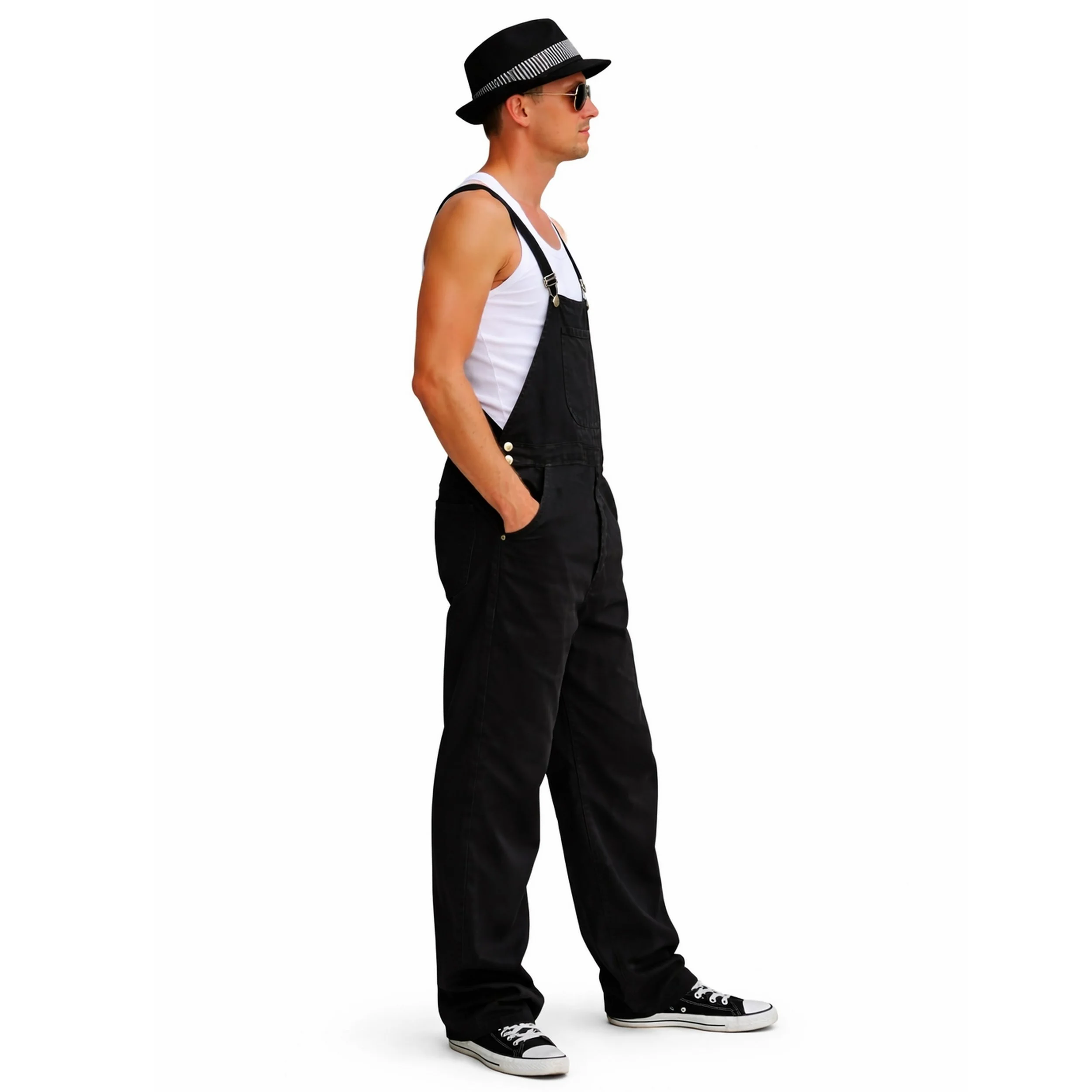 salopette en lin noir pour homme de profil.jpg