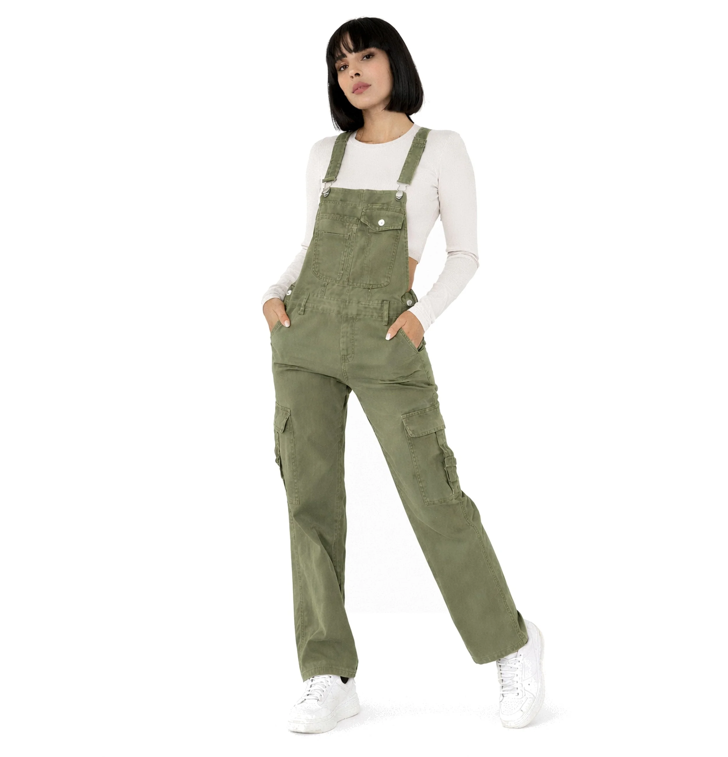 Salopette femme coupe cargo kaki