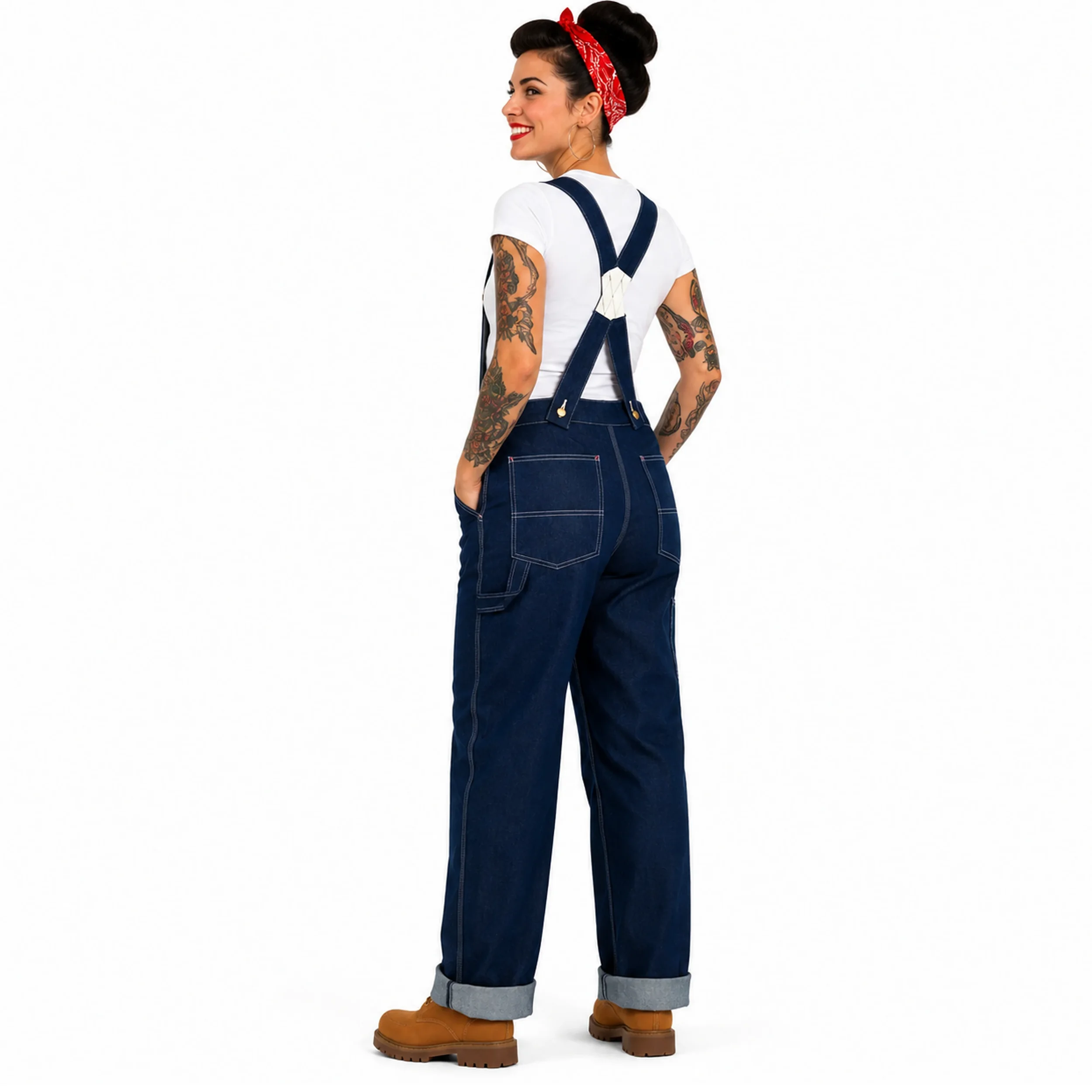 salopette femme workwear denim coupe confortable profil