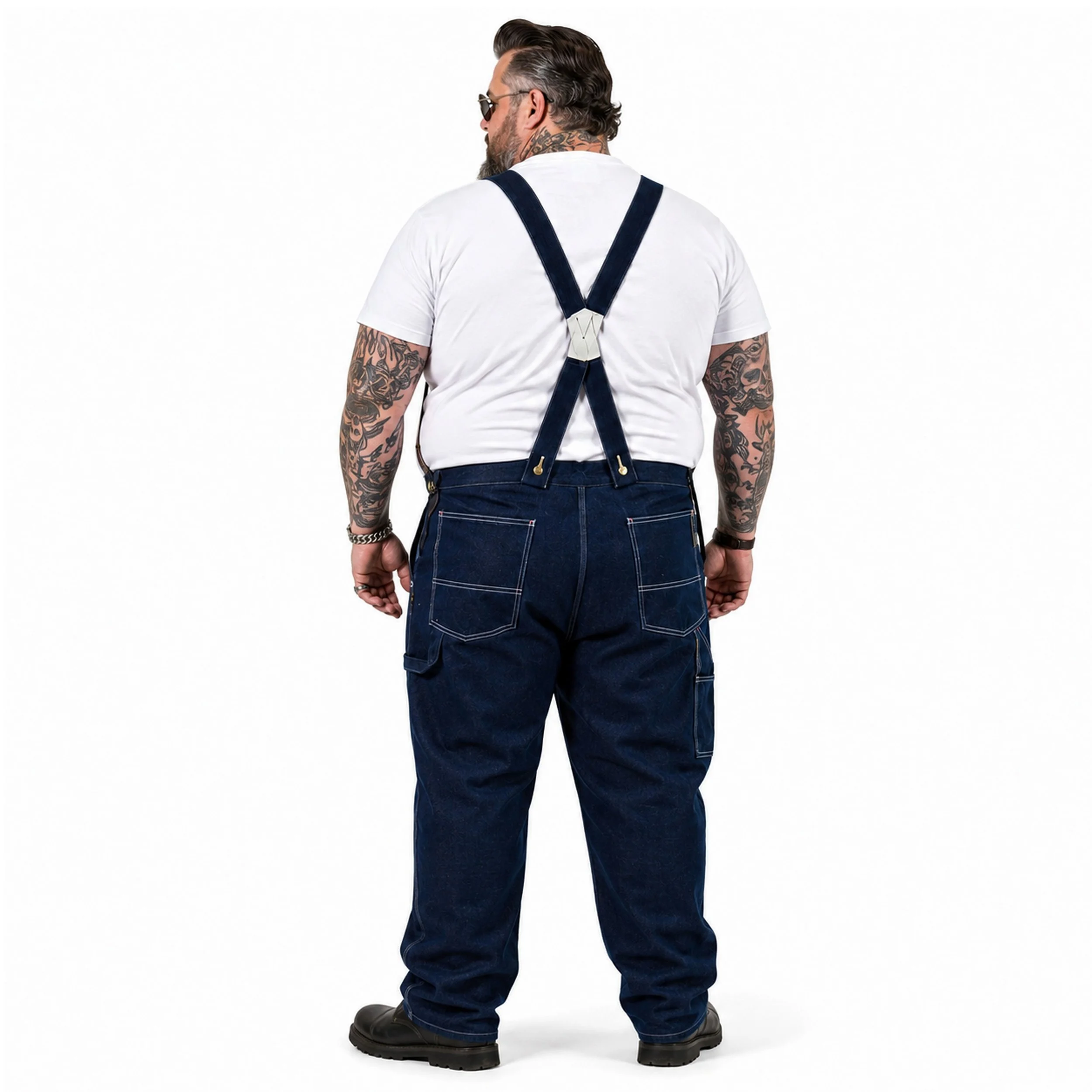 homme 100 kg en salopette workwear denim