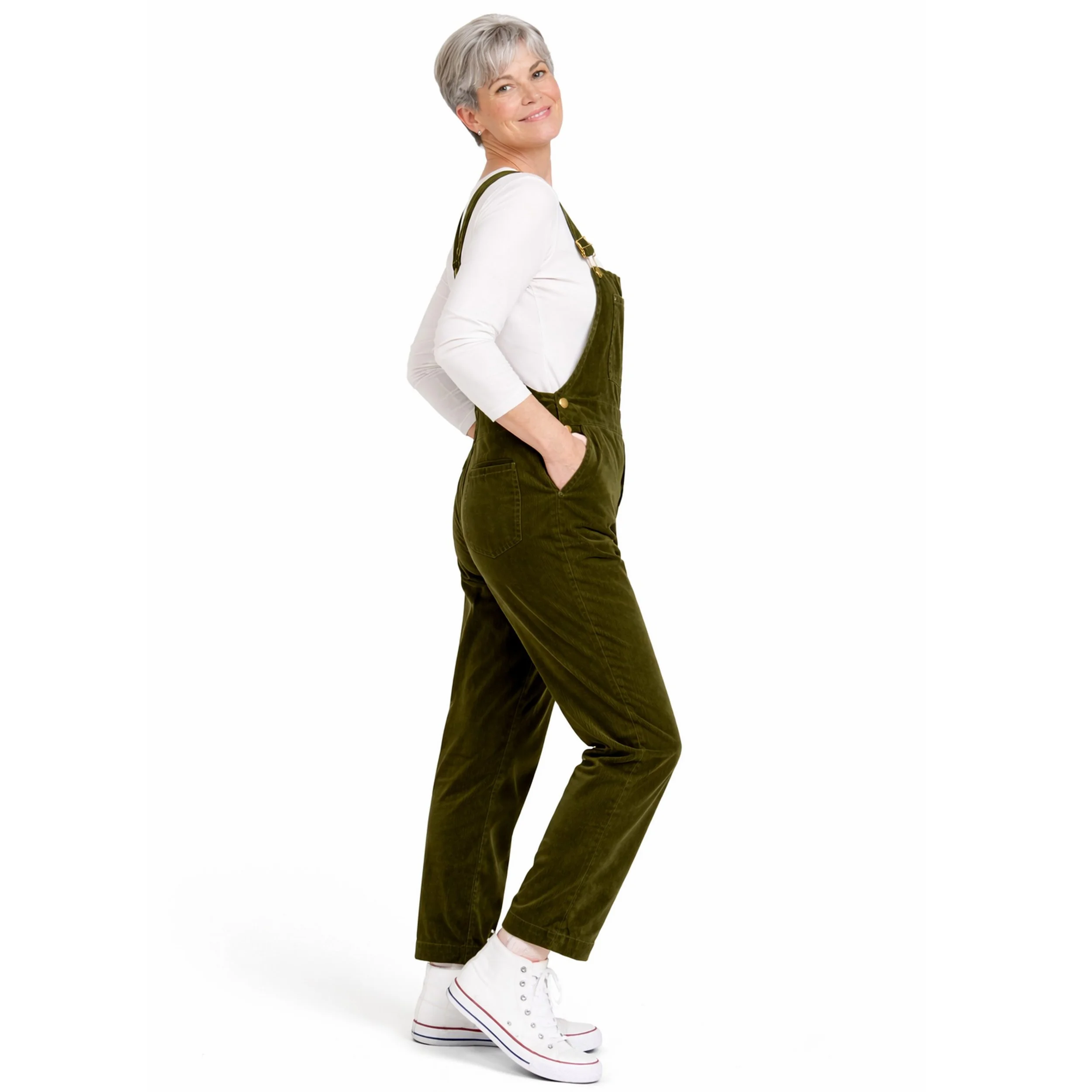 salopette en velours kaki mode femme de profil.jpg