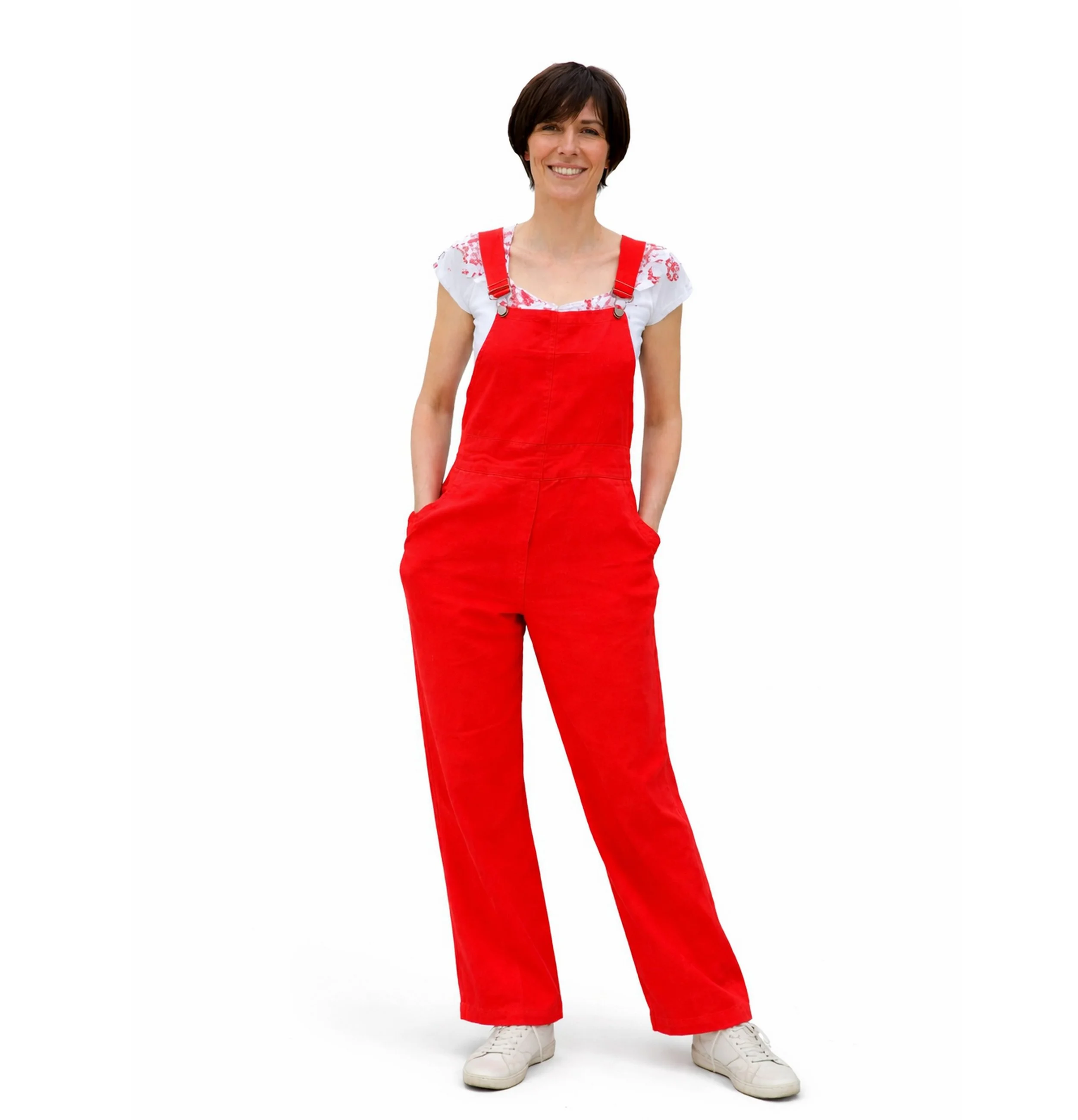 Salopette en Lin Rouge