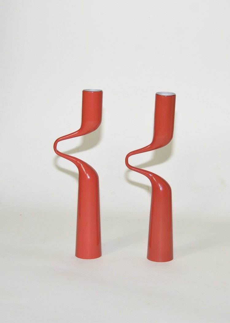 A Pair of 20th Century  Iconic Mikaela Dorfel Candle Holders. (SOLD)