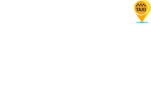 Trajet en pointillés d'un taxi rouge avec une icône de taxi jaune au début de la course.