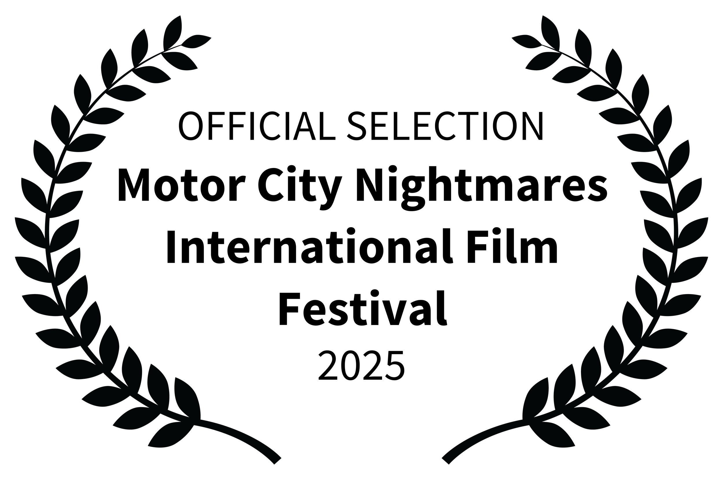 Black silhouette of a laurel wreath surrounding a blank space on a transparent background.