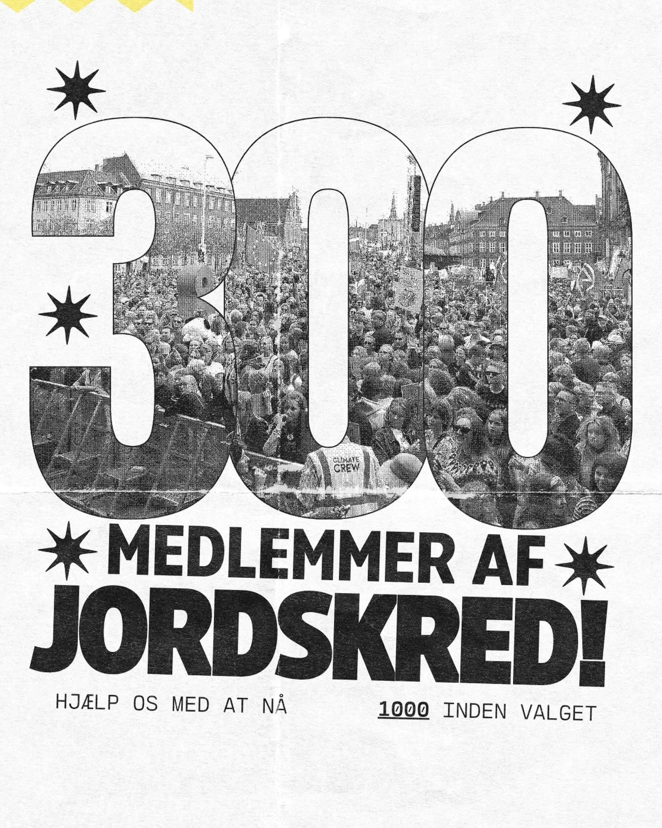 Vi er lige rundet 300 medlemmer af Jordskred &mdash; p&aring; under en uge 🫣 Hj&aelig;lp os med at n&aring; 1000 inden valget!