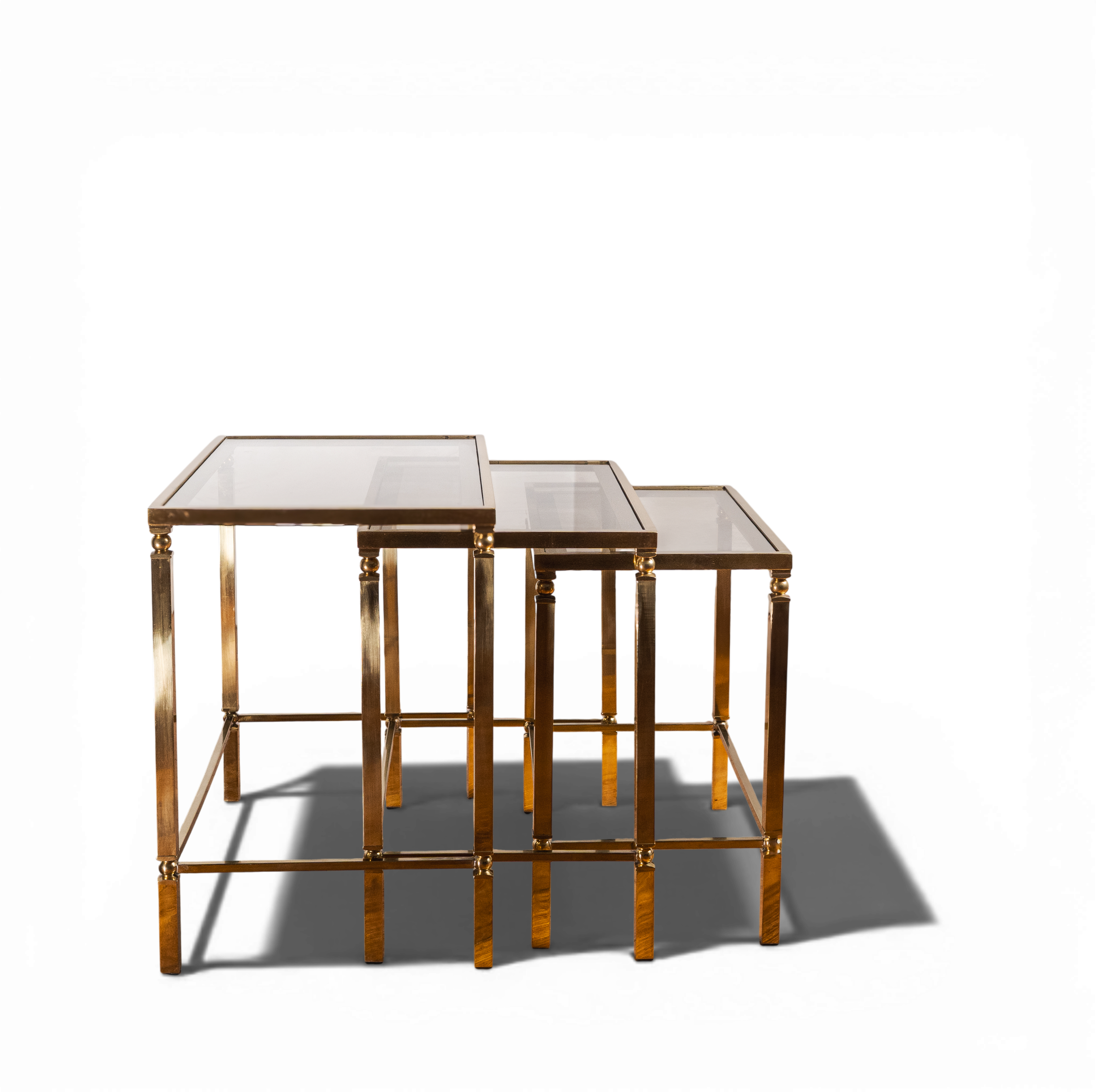 1970s Italian Brass Nesting Tables