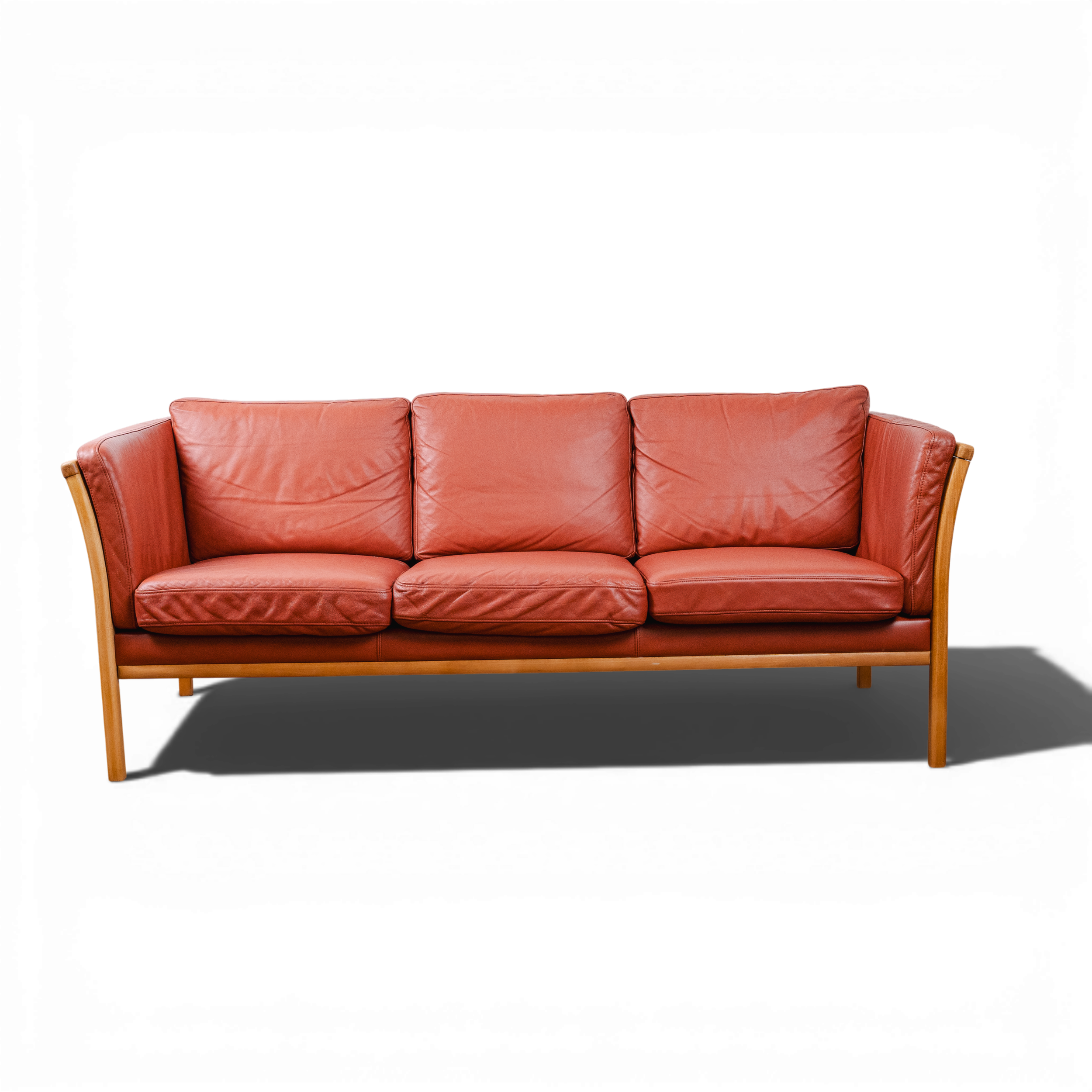 Danish Leather Sofa - Beech Timber Frame
