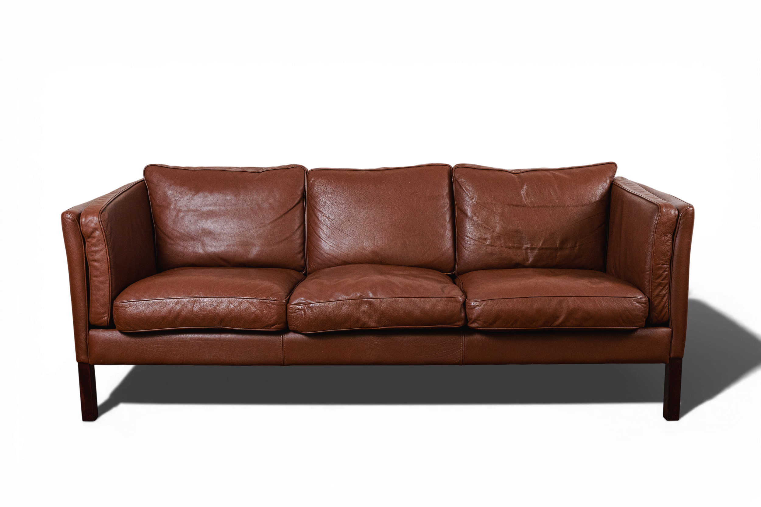 Danish Leather Three-Seater Sofa