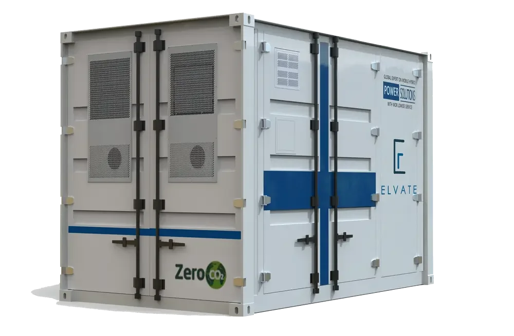 Elvate BESS 522 kWh batterilagring i container för fossilfria byggplatser.