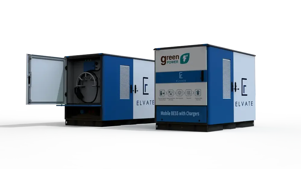 Elvate mobil BESS 406 kWh för energilagring med 360 kW DC-utgång.