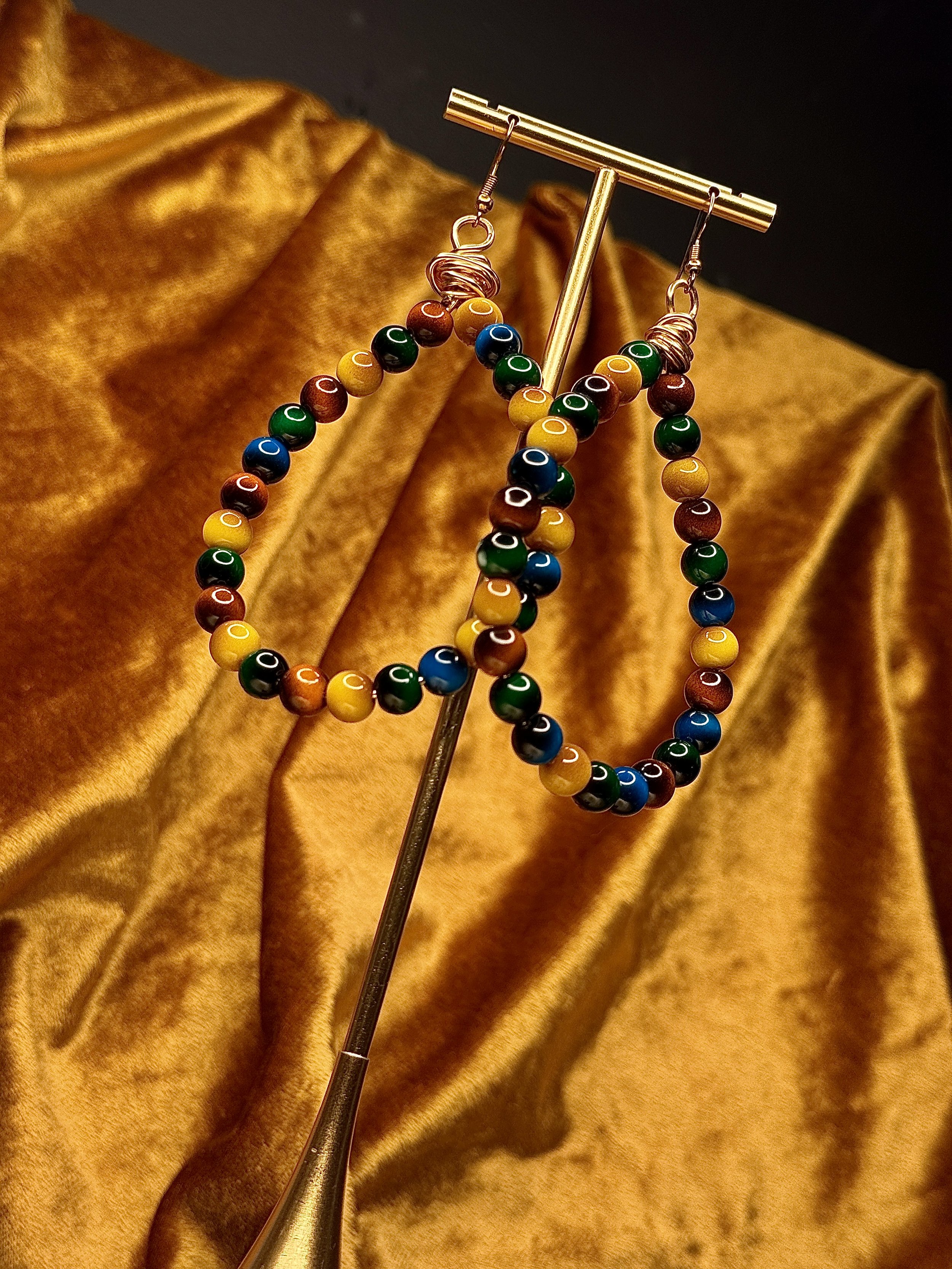 Multicolor Tiger Eye Hoops
