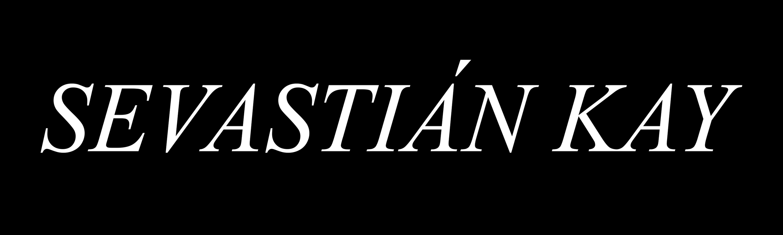 Sevastián Kay official logo in white serif typography on black background, electronic music artist branding