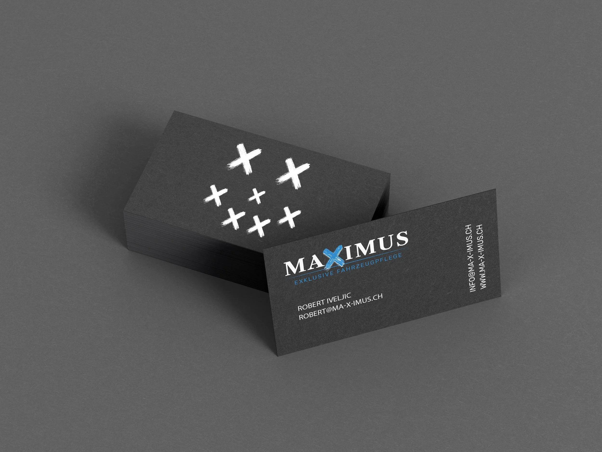 Logo Design, Business Card Umsetzung, Maximus exklusive Fahrzeugpflege, Rümlang