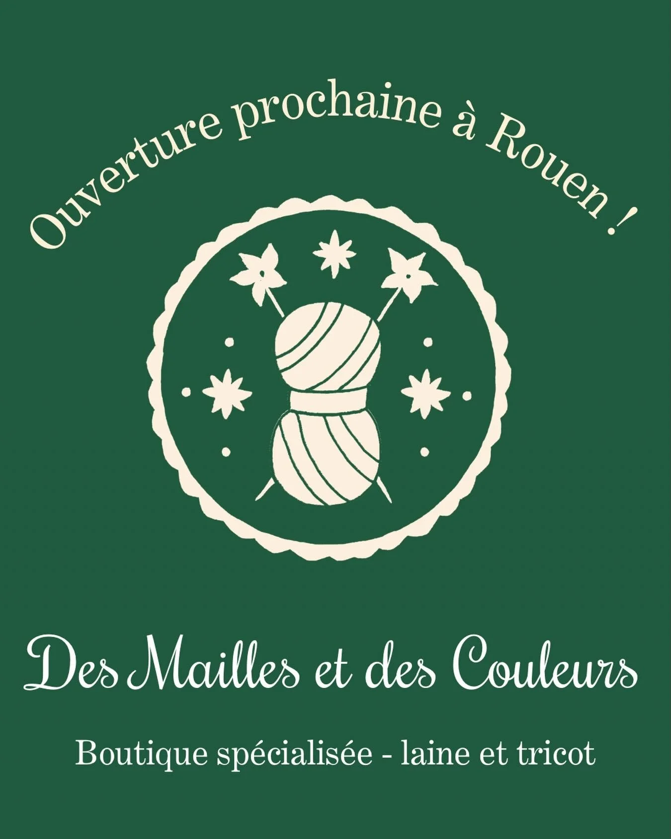 La boutique Des Mailles et des Couleurs ouvrira prochainement &agrave; Rouen ! Je vous y proposerai de la laine, des livres de mod&egrave;les et tout le mat&eacute;riel n&eacute;cessaire au tricot et au crochet 🧶 Vous pouvez suivre ici toutes les av