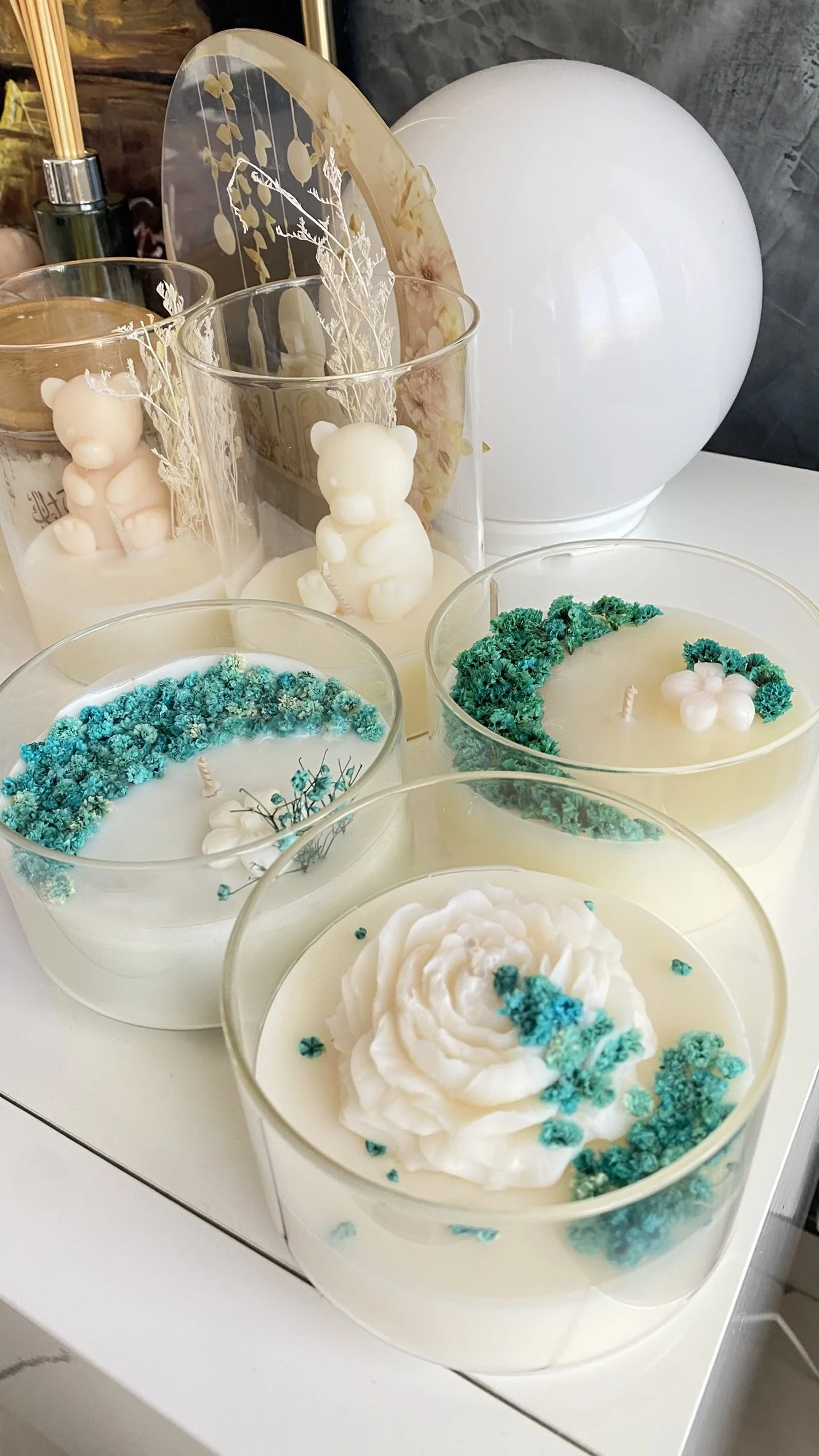 Bougie en cascade bleue - L'Eau d'Elle