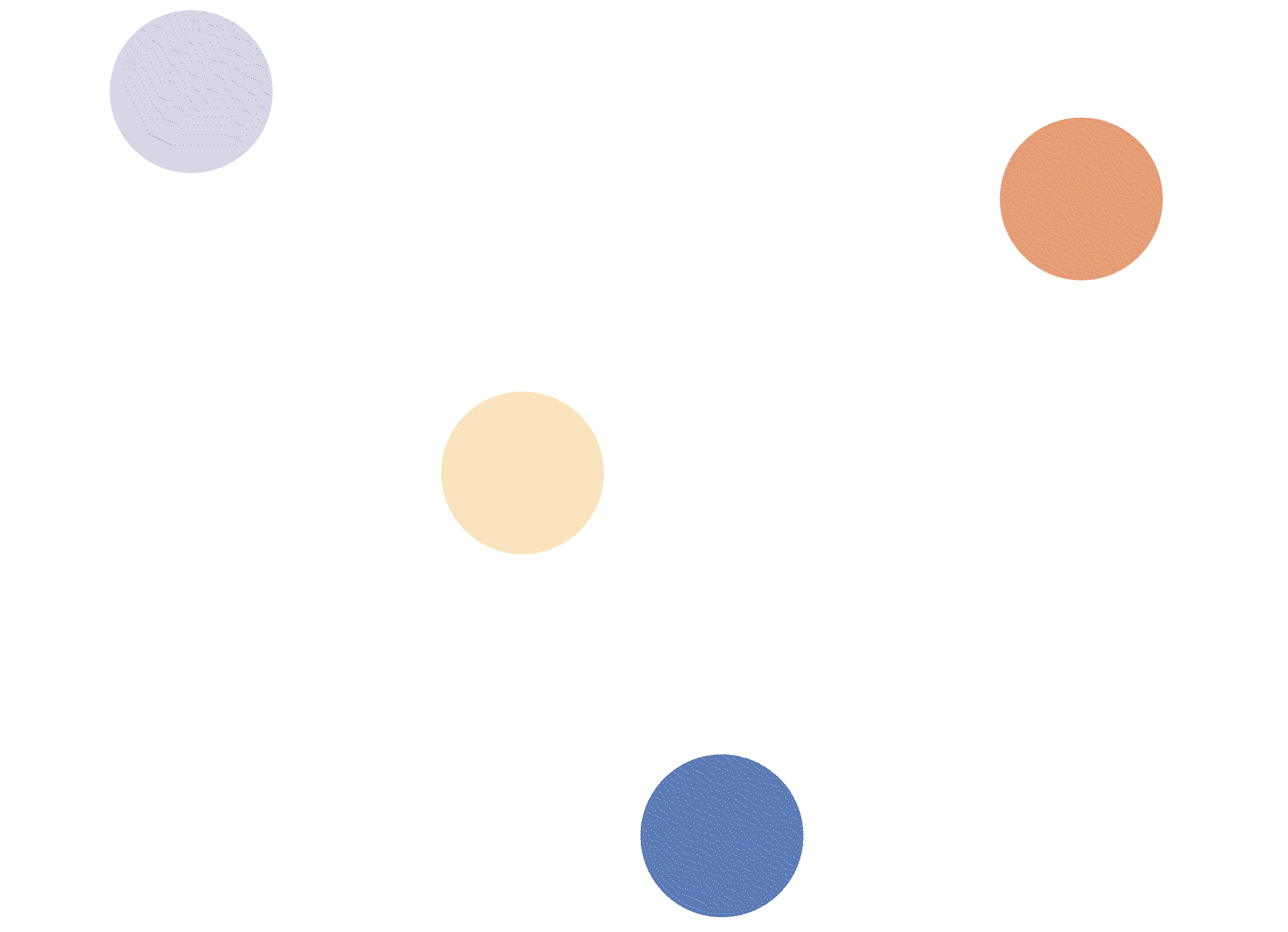 Custom animated illustration with a line connecting purple, orange, yellow, and blue dots. The dots reflect the steps in Toccata Data Solutions' process.