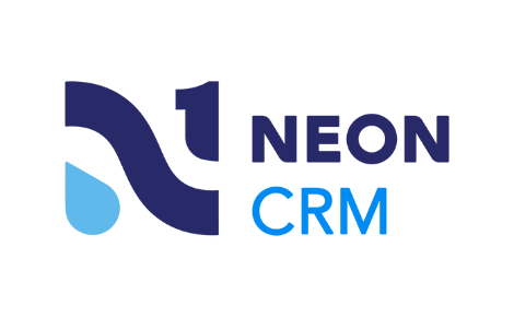 Neon CRM logo with stylized wave and water droplet design.
