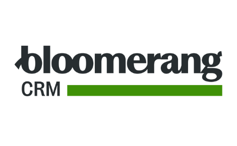 Bloomerang CRM logo with black text and a green underline.