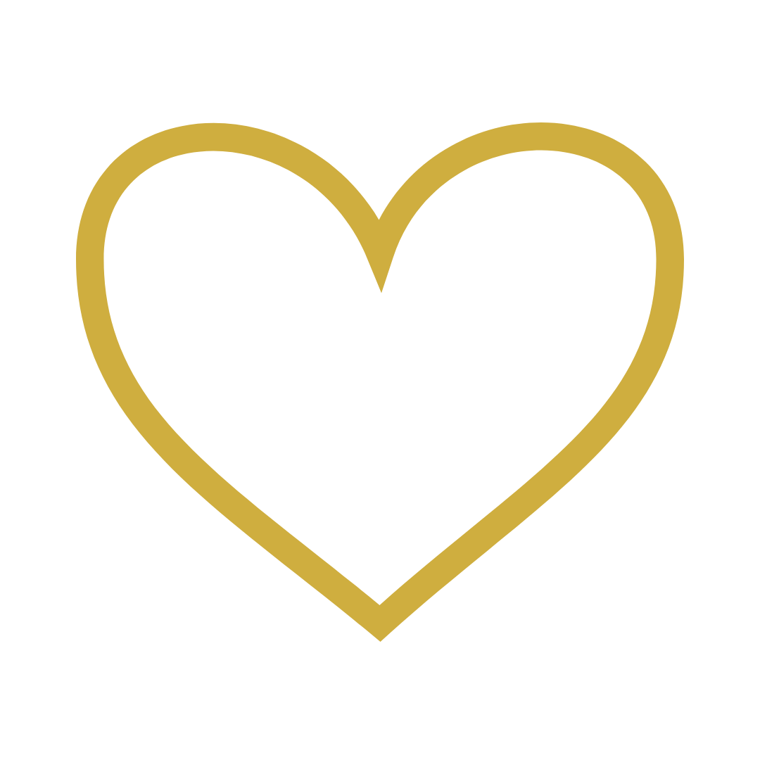 Gold-outlined black heart shape on a black background