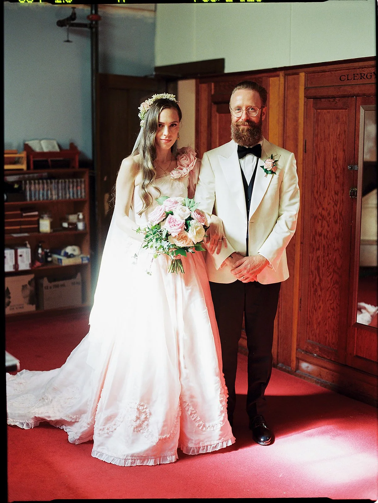 Film Wedding Photograph of couple wearing Vintage