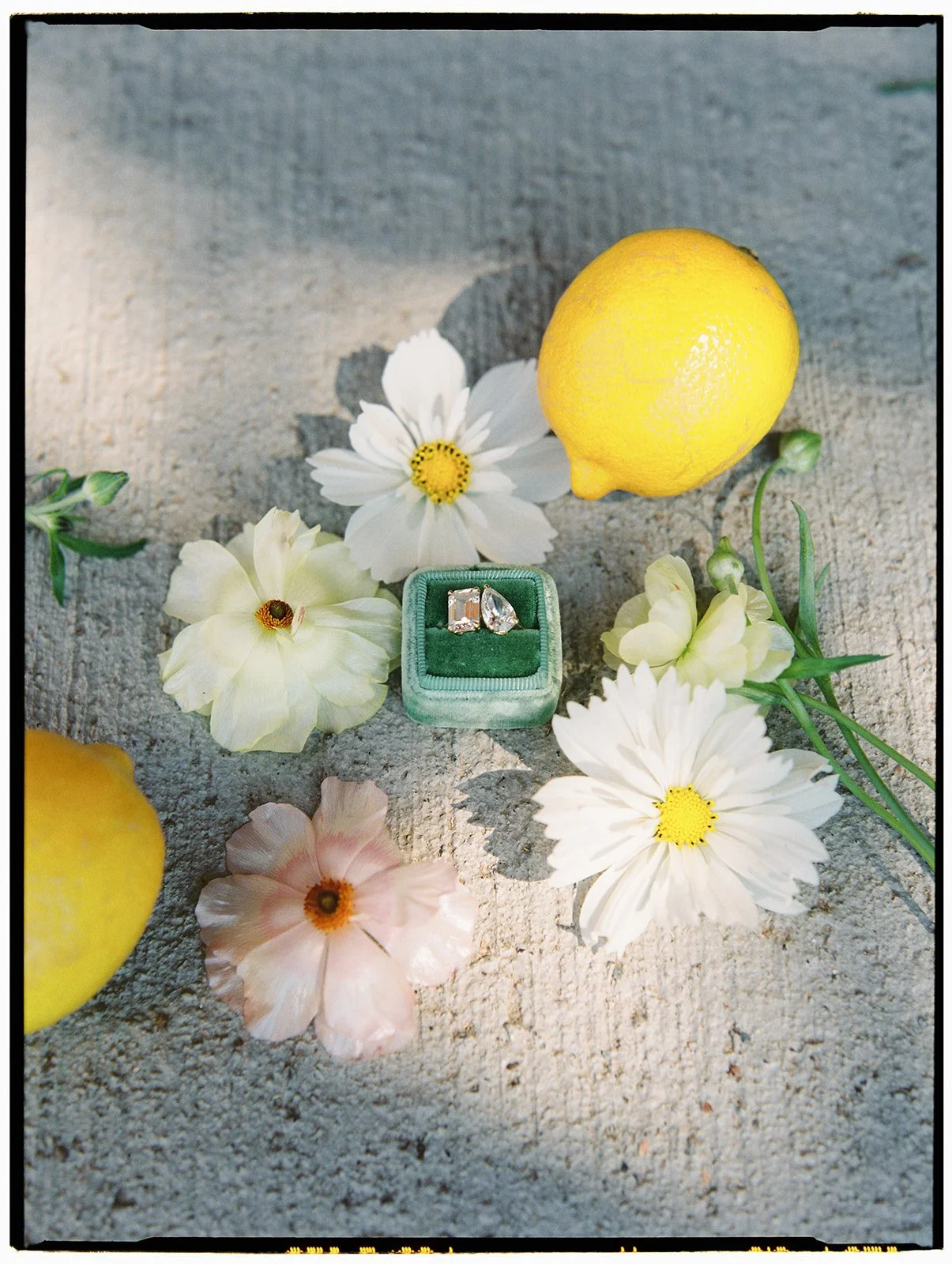 Wedding ring and flowers at Bodega Ridge, Galiano Island