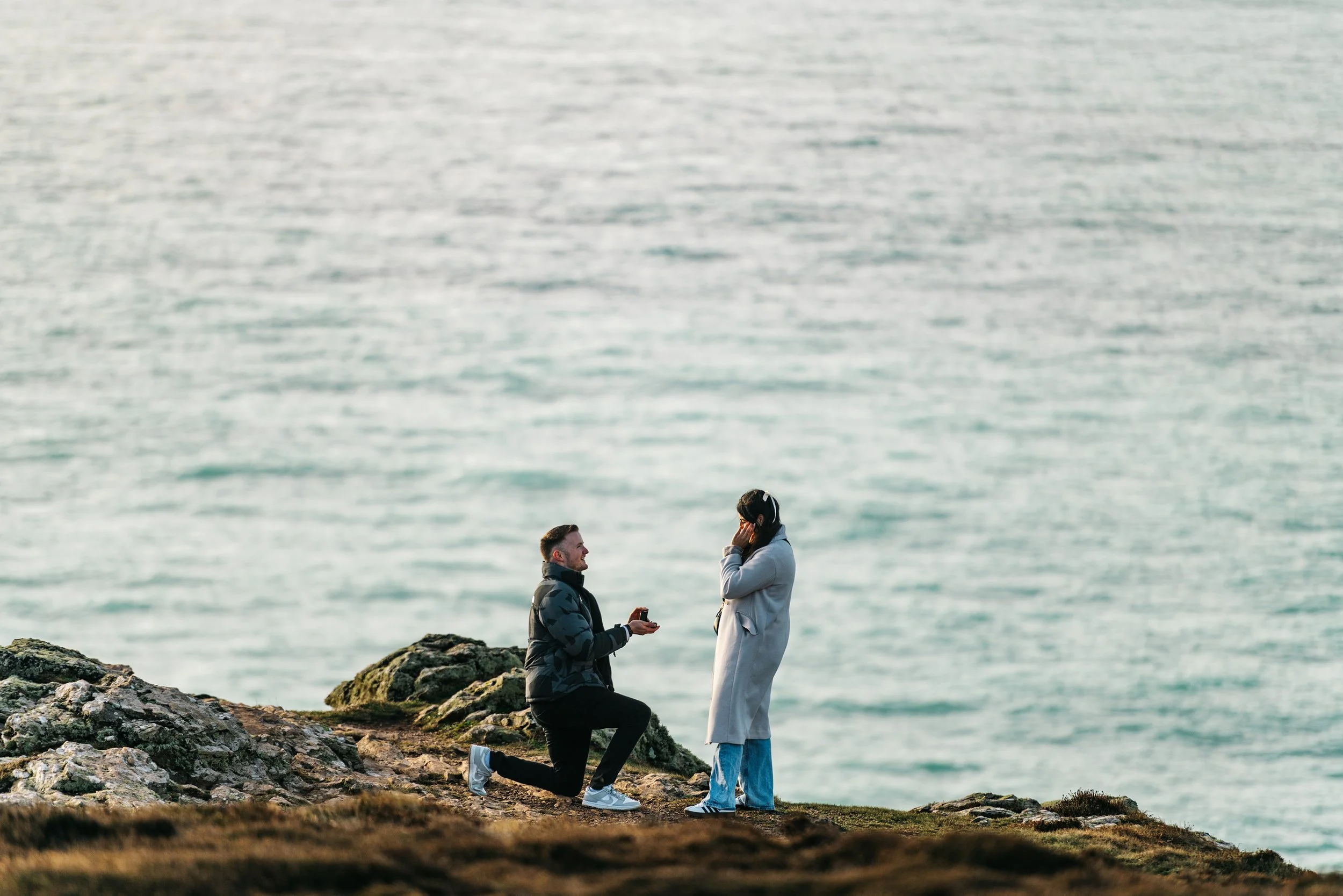 Surprise engagement proposal photographer Cornwall