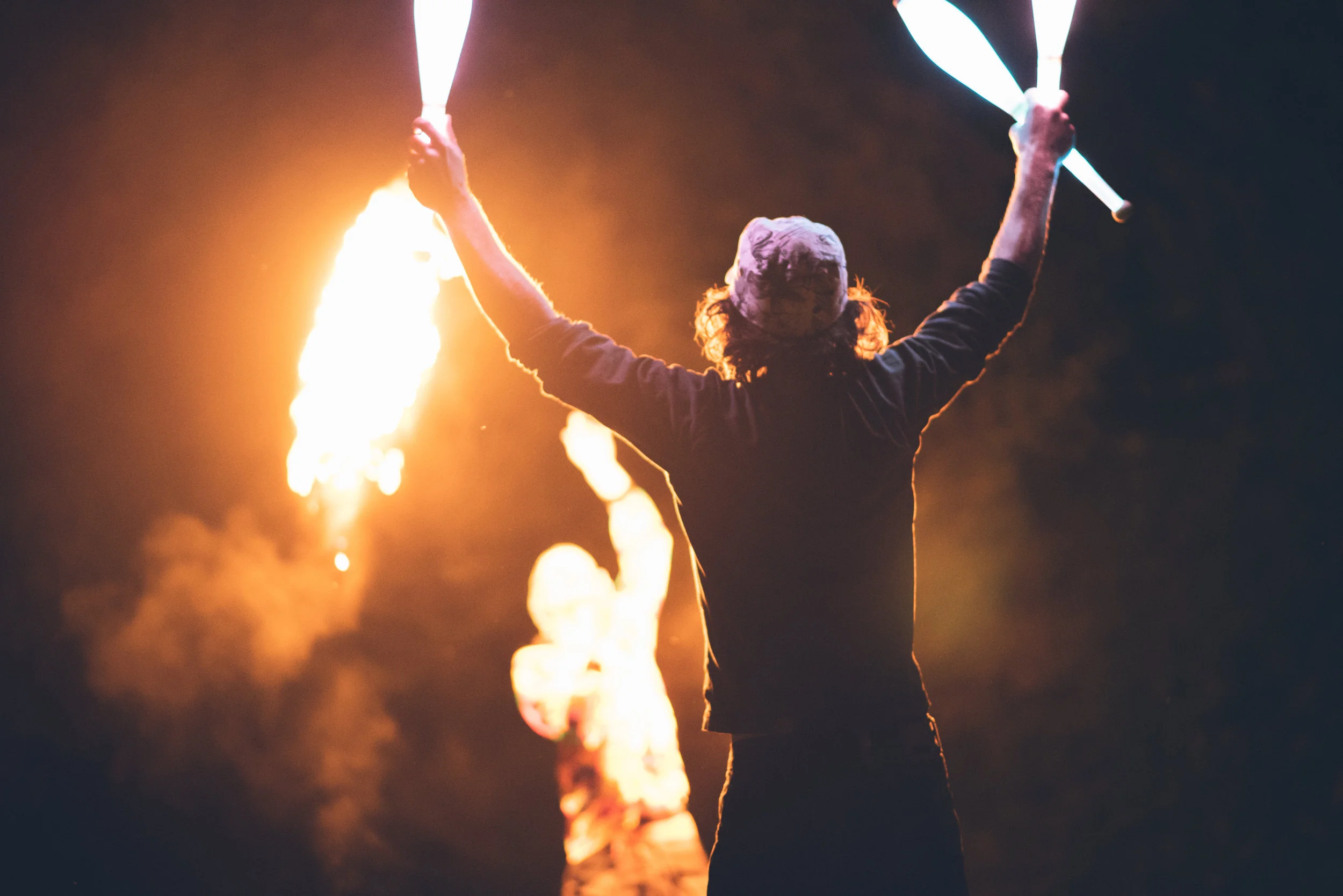 Tipi wedding captured by Cornwall wedding photographer Mark Shaw Photography - poi evening show 
