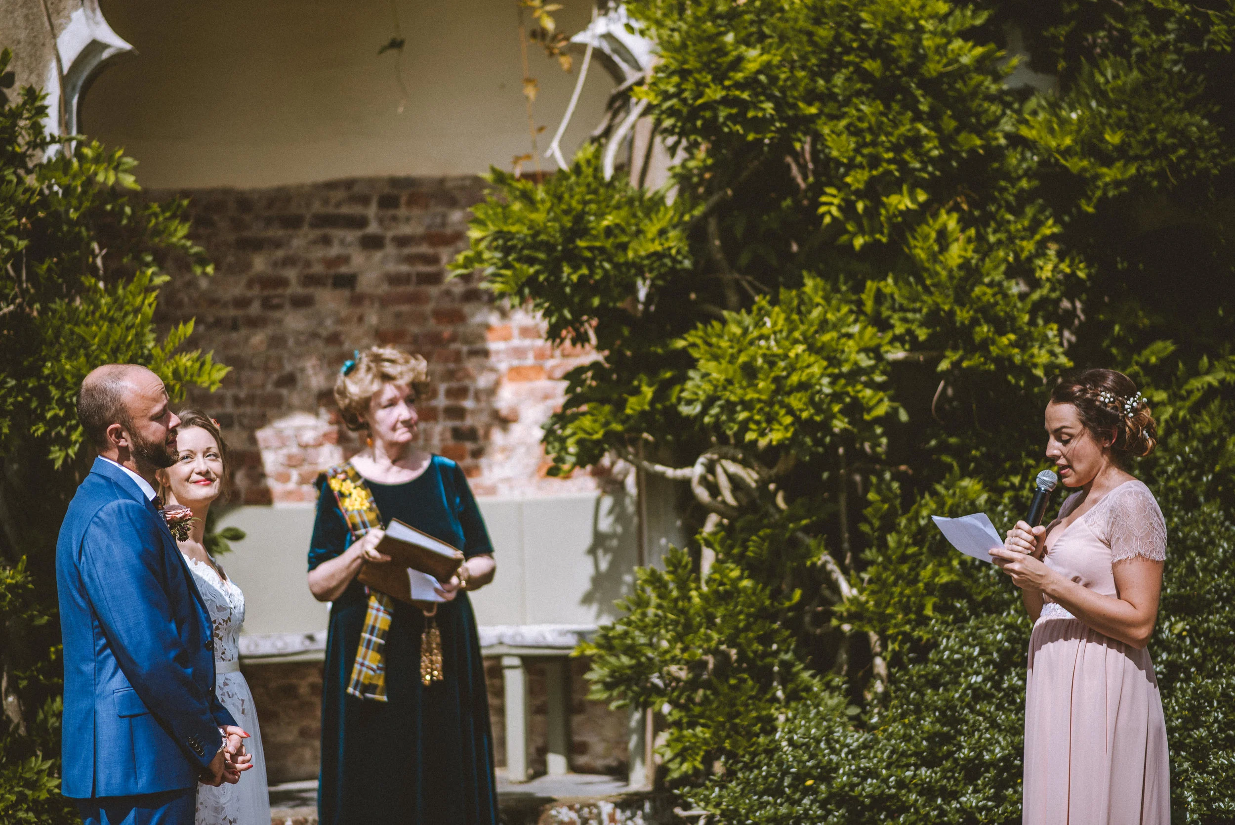 Outdoor ceremony at Pencarrow House captured by award-winning Cornwall wedding photographer Mark Shaw.
