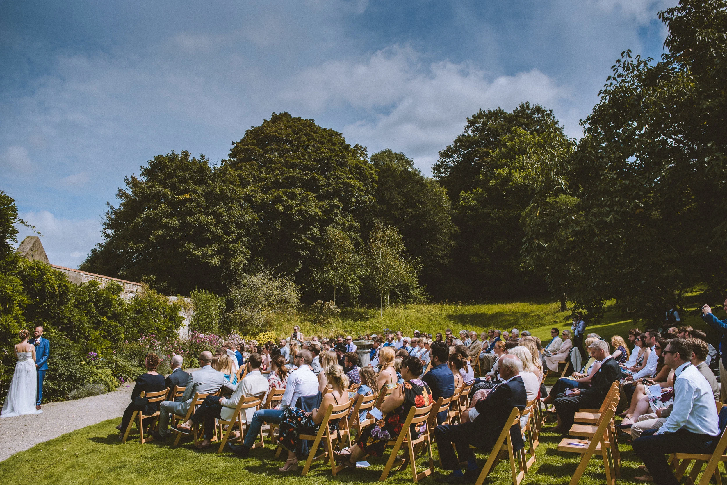 Outdoor ceremony at Pencarrow House captured by award-winning Cornwall wedding photographer Mark Shaw.