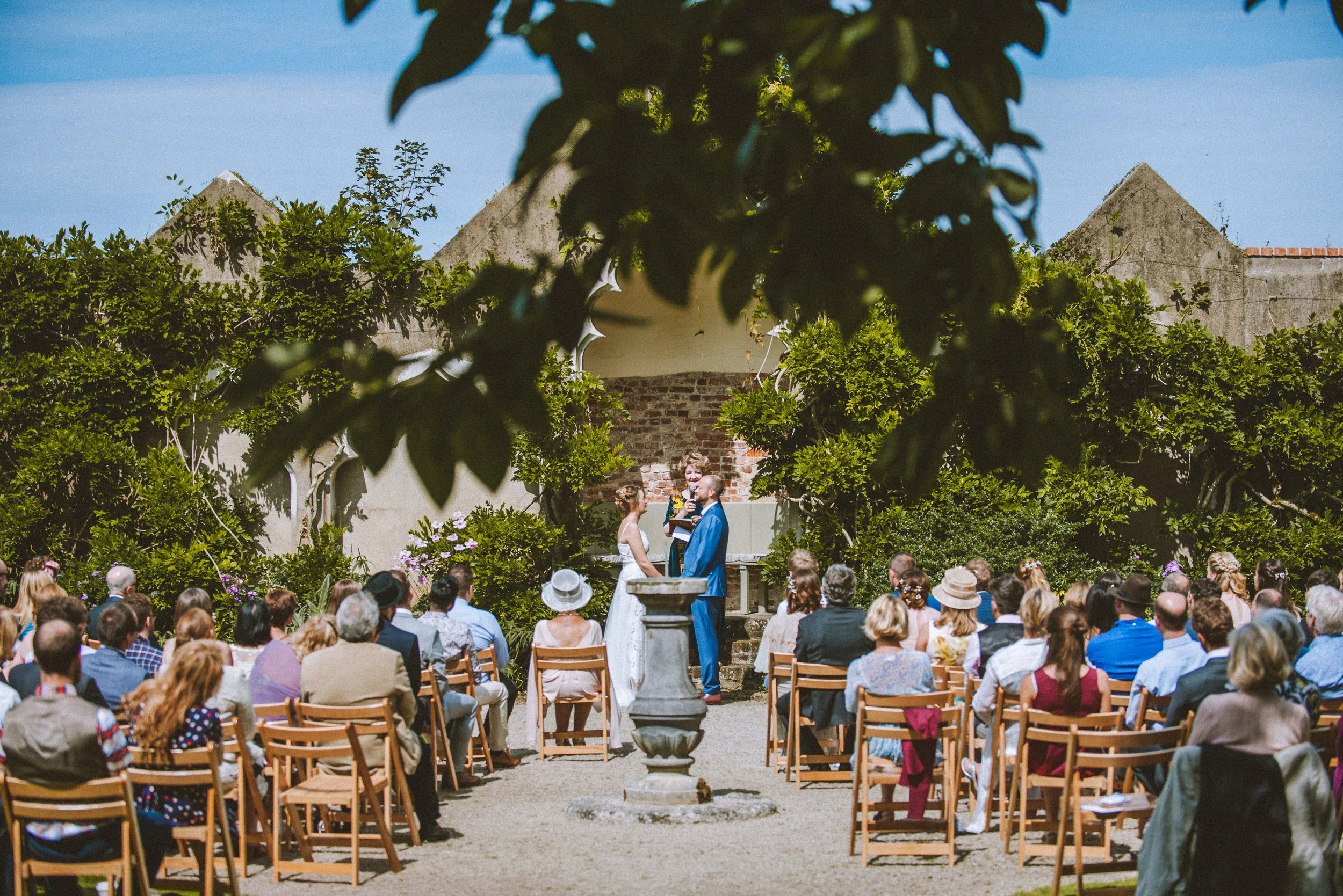 Outdoor ceremony at Pencarrow House captured by award-winning Cornwall wedding photographer Mark Shaw.
