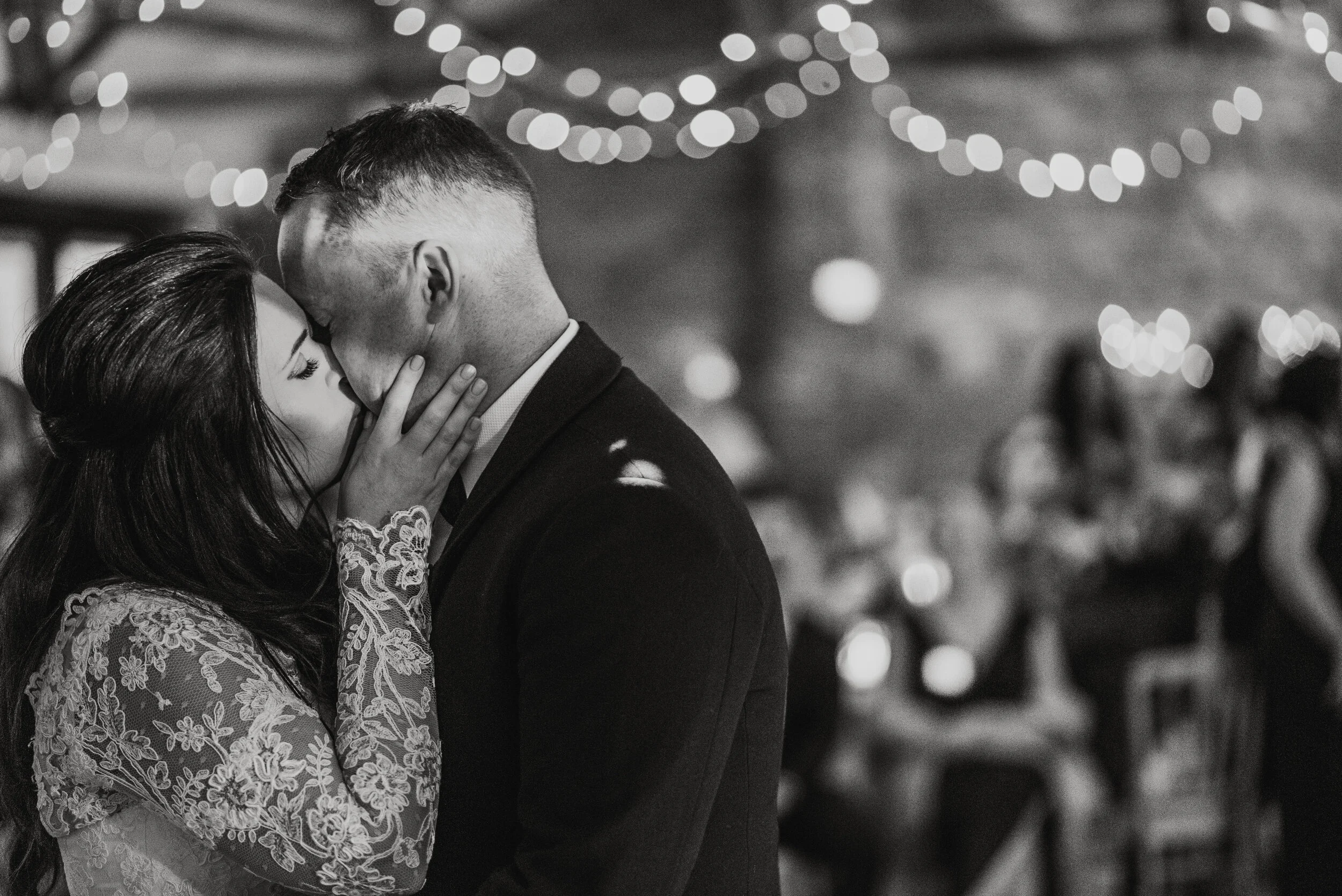 Bride and groom first dance at wedding at The Green in Cornwall captured by Cornwall wedding photographer Mark Shaw Photography