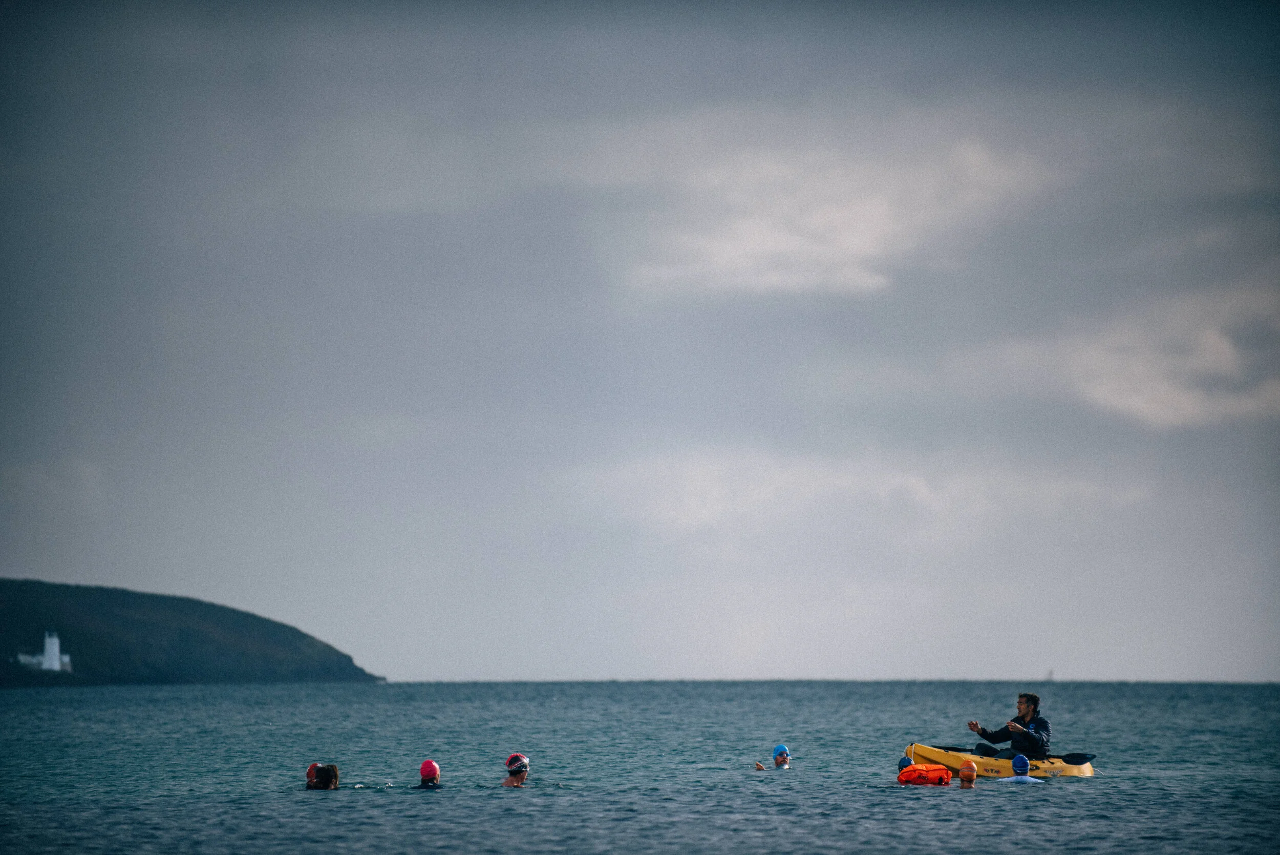 Swimmers in Falmouth for commercial lifestyle photography shoot for St Michael's Resort