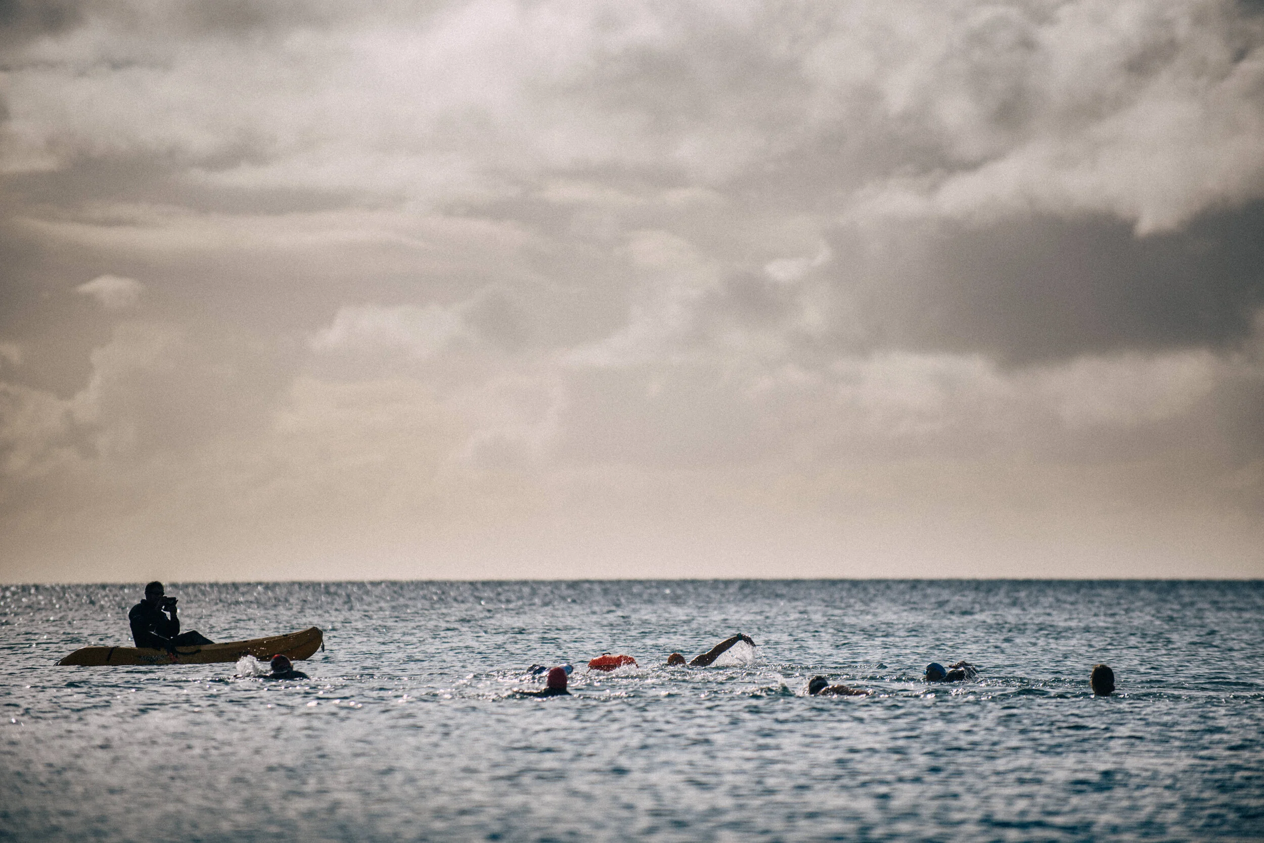 Swimmers in Falmouth for commercial lifestyle photography shoot for St Michael's Resort