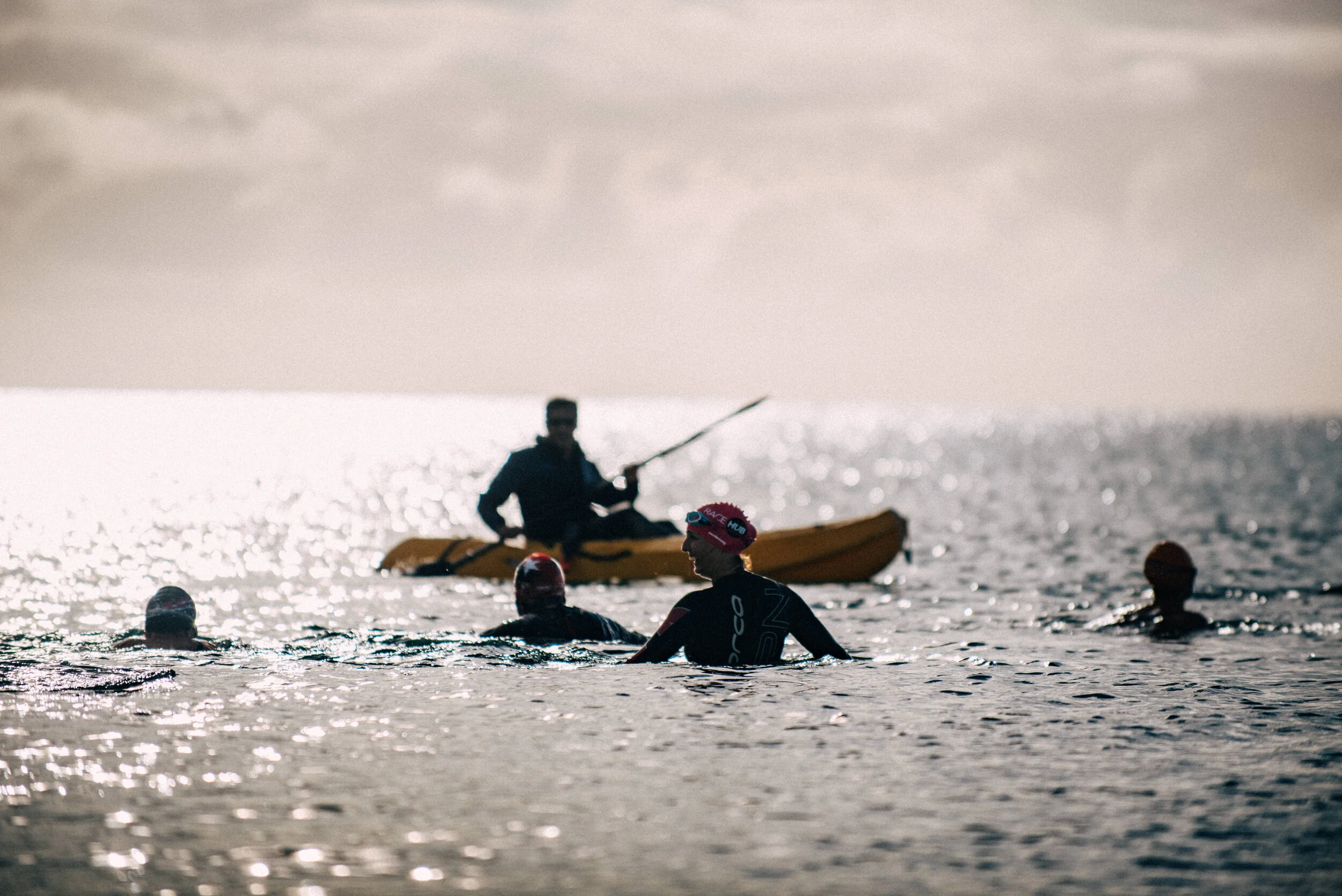 Swimmers in Falmouth for commercial lifestyle photography shoot for St Michael's Resort