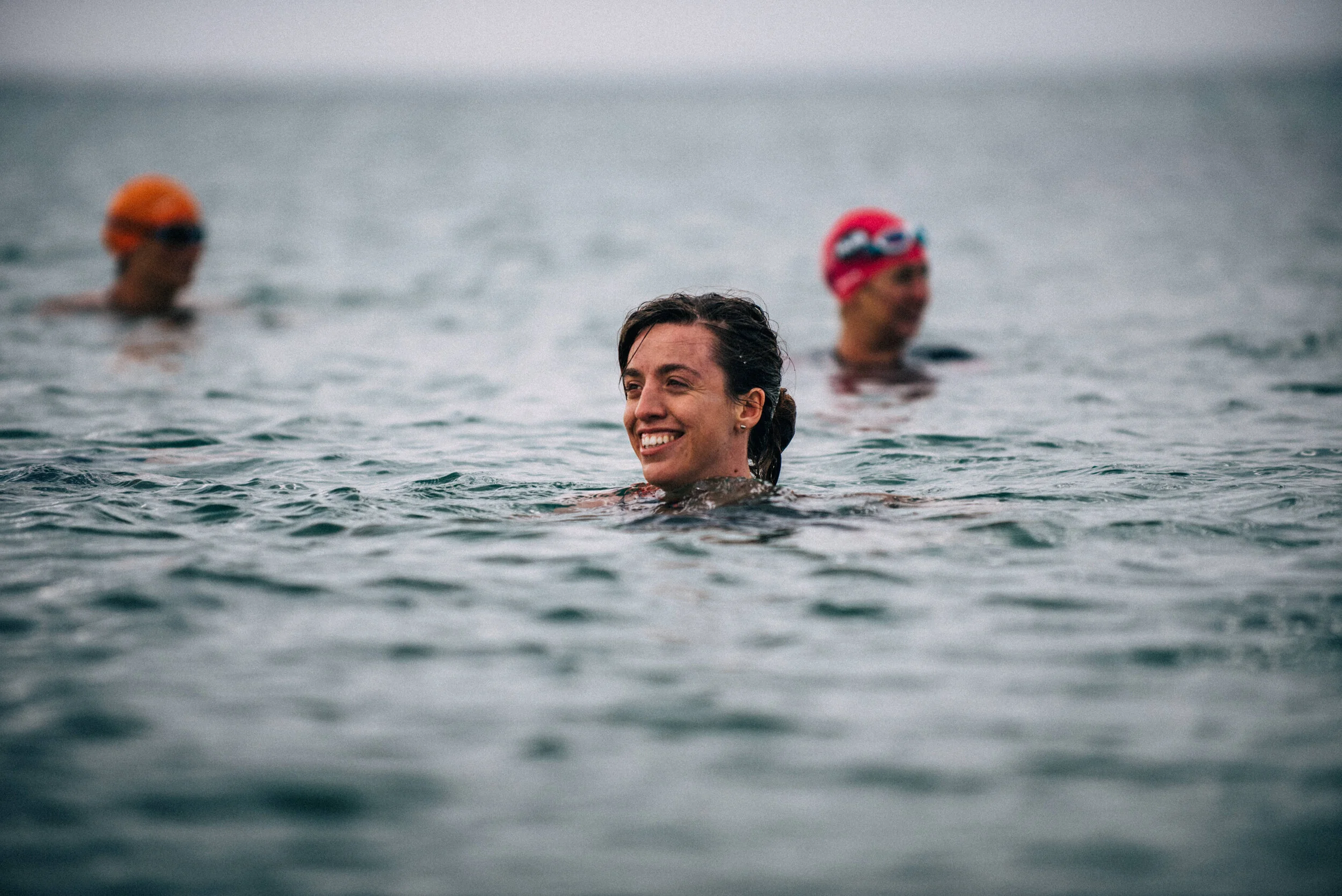 Swimmers in Falmouth for commercial lifestyle photography shoot for St Michael's Resort