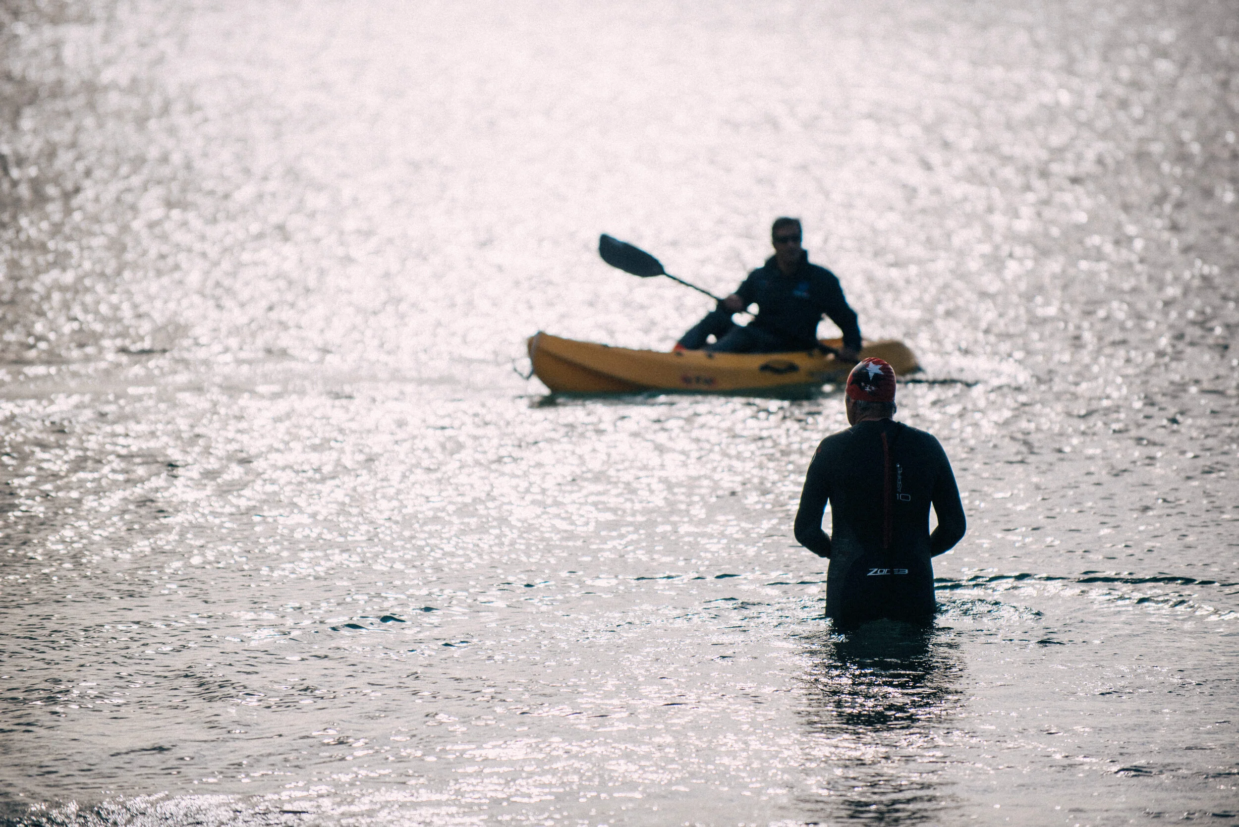 Swimmers in Falmouth for commercial lifestyle photography shoot for St Michael's Resort
