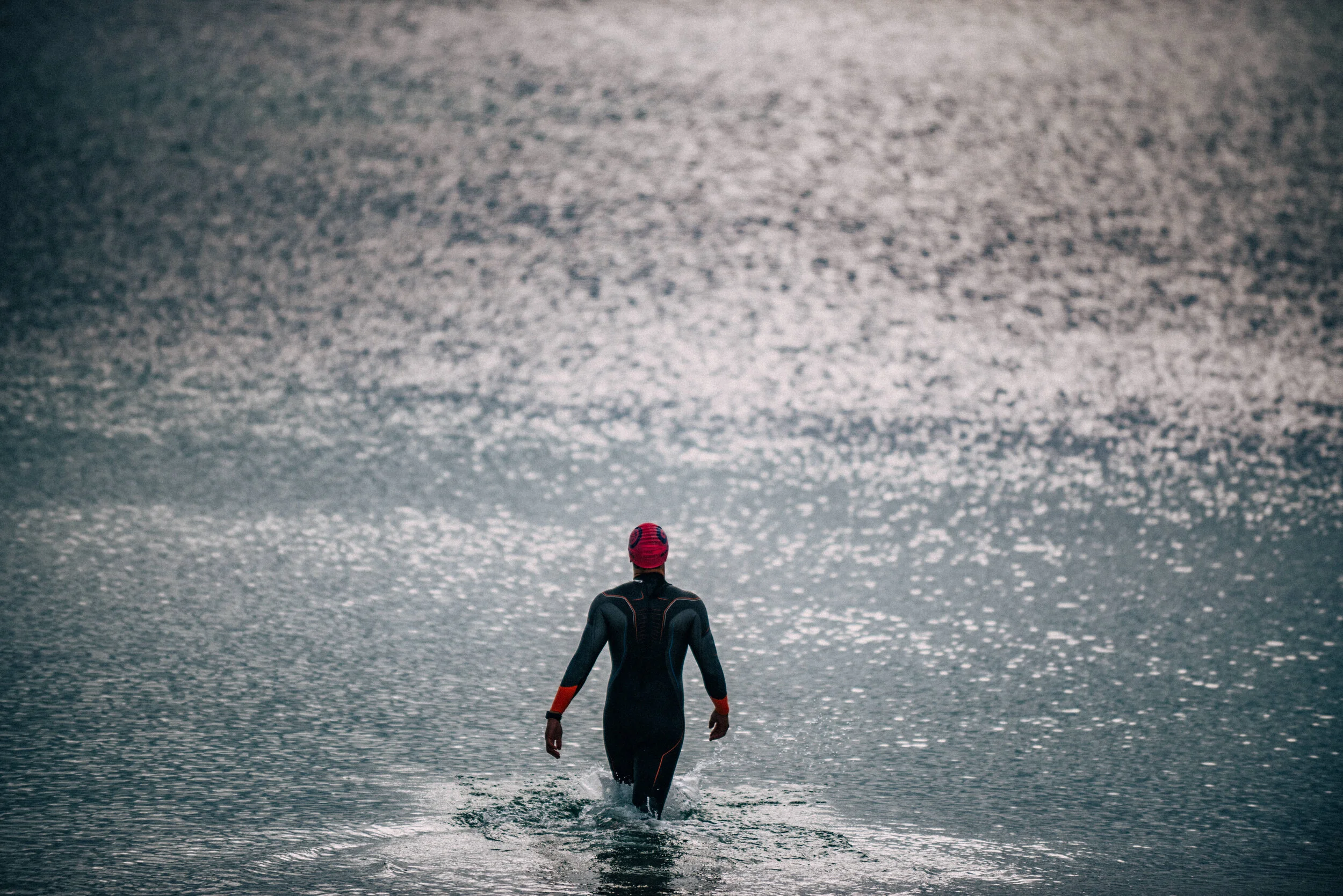 Swimmers in Falmouth for commercial lifestyle photography shoot for St Michael's Resort