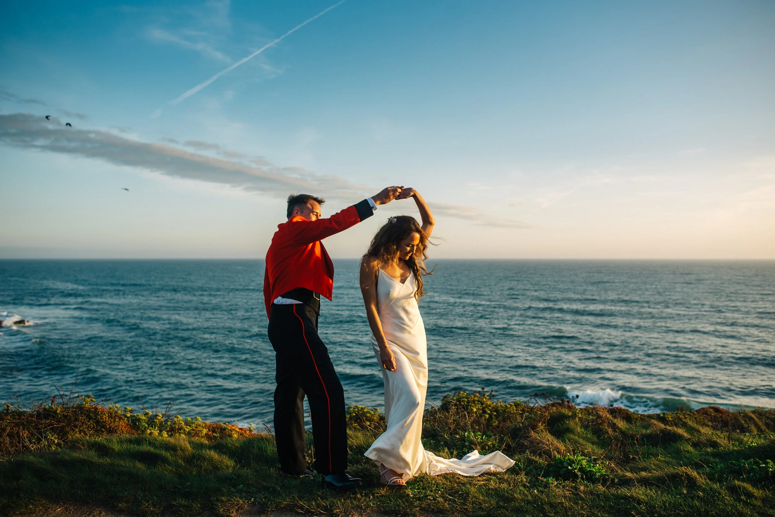 Cornwall wedding photography in Porthleven at golden hour