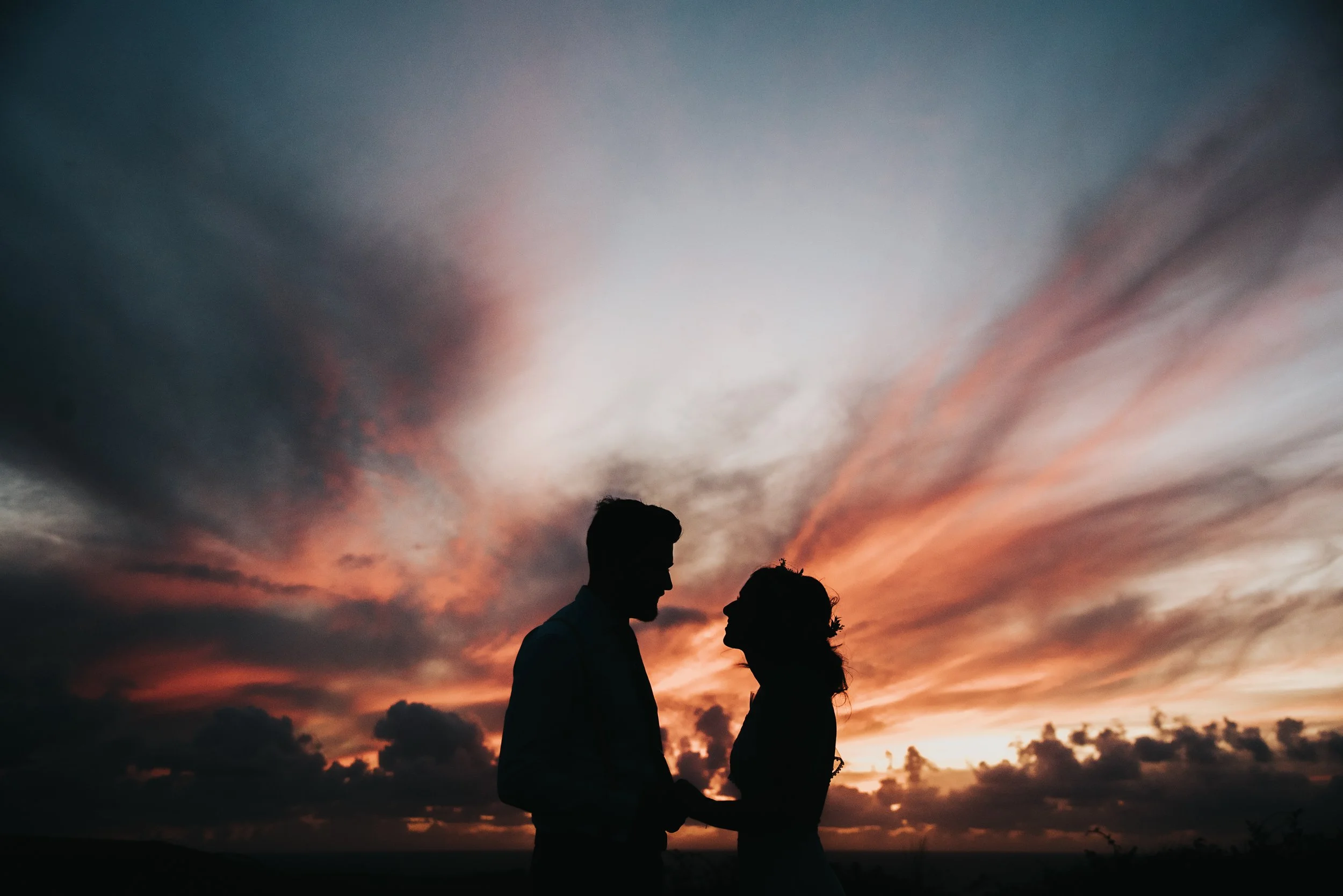 Cornwall sunset wedding photography