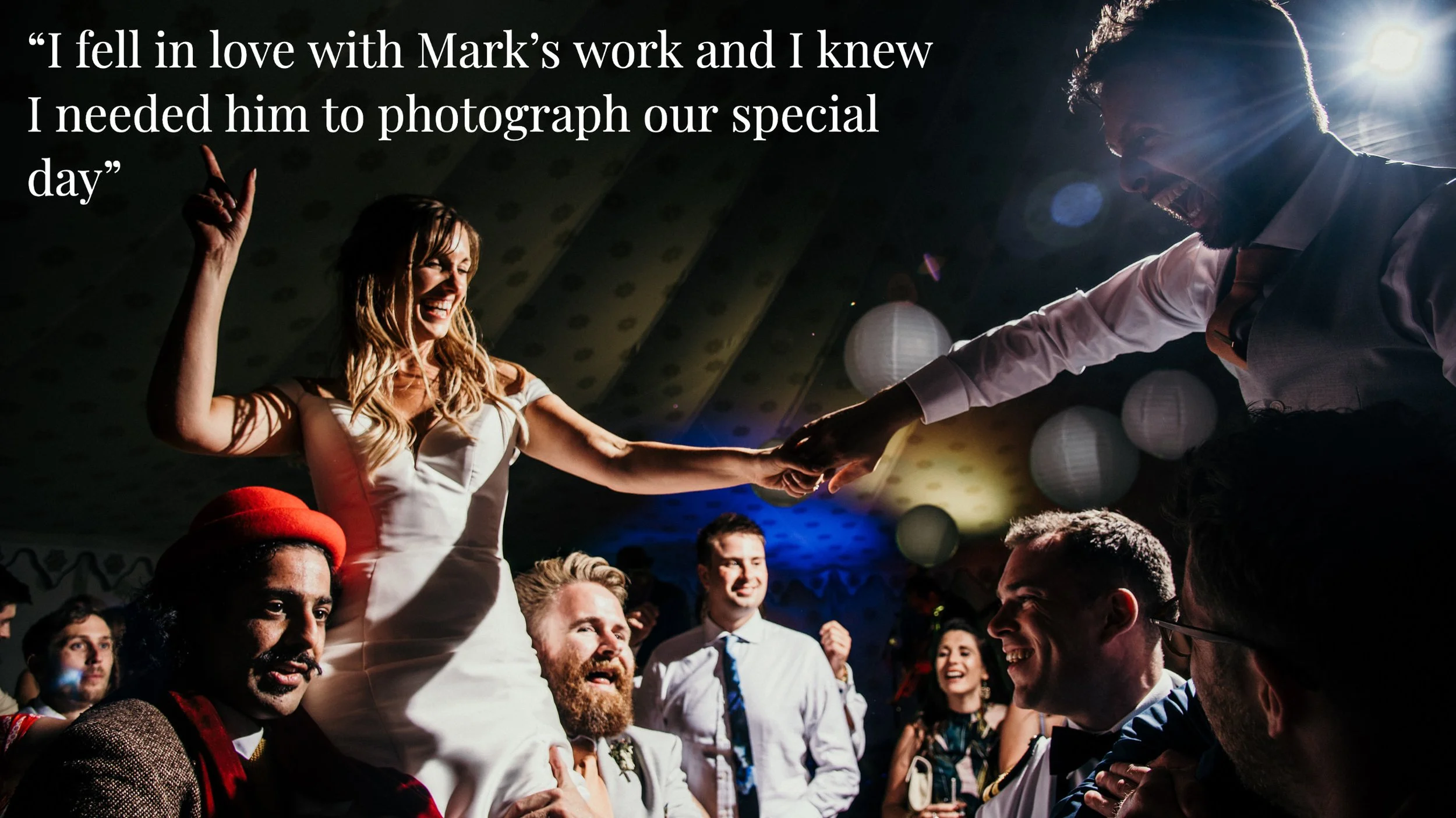 Bride and groom on shoulders of guests at evening wedding party at Pencarrow House, captured by Cornwall wedding photographer Mark Shaw Photography