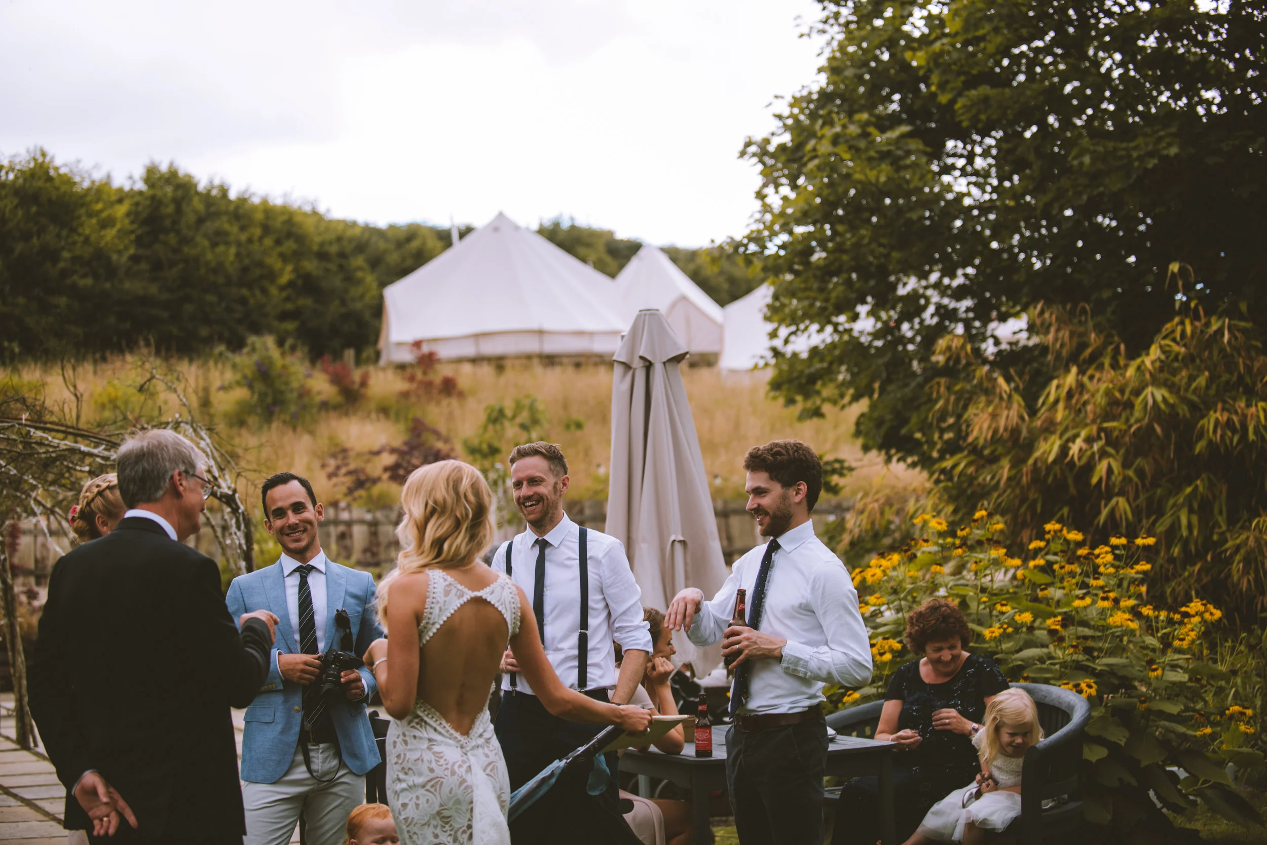 Guests at wedding in Cornwall by wedding photographer Mark Shaw Photography