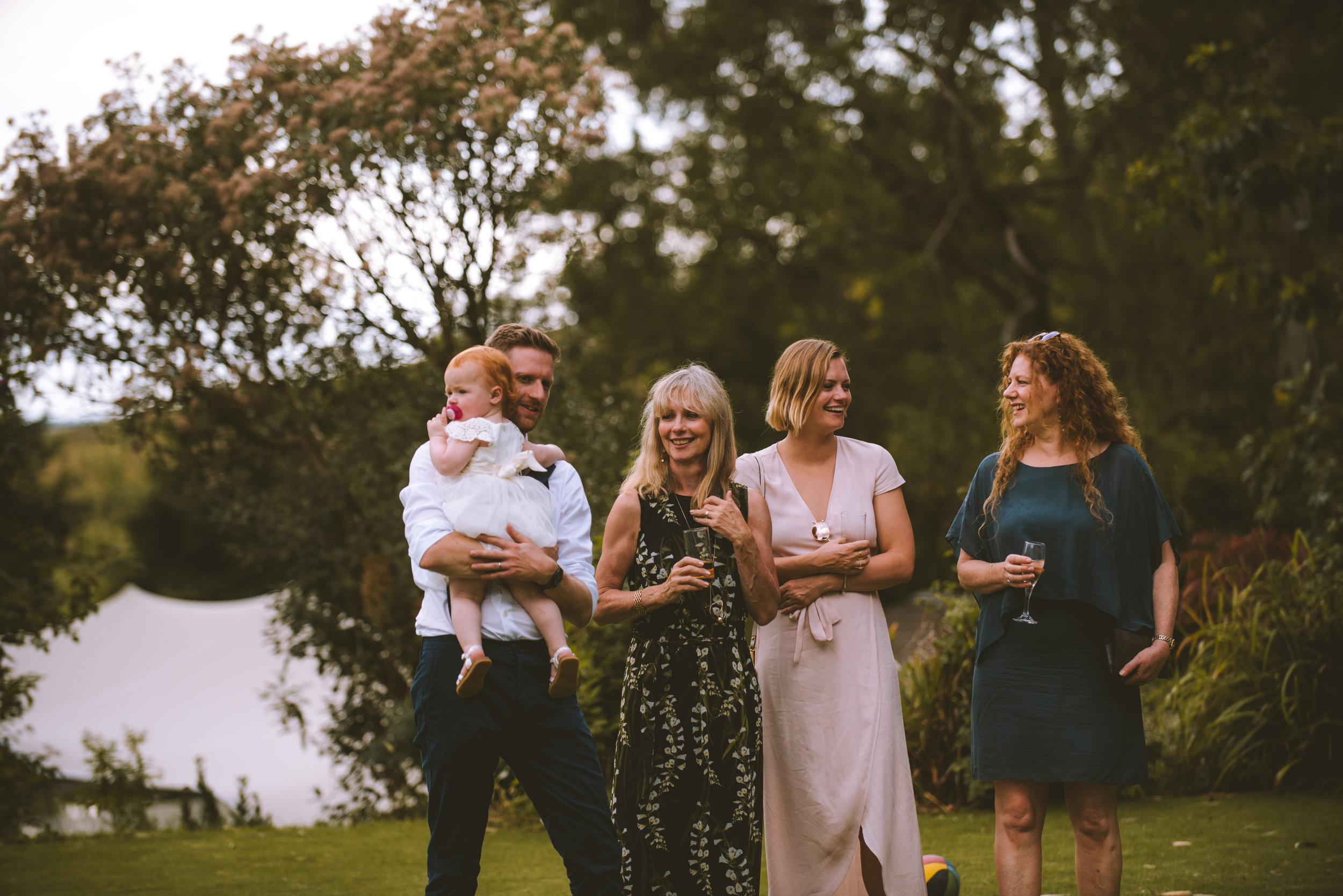 Guests at wedding in Cornwall by wedding photographer Mark Shaw Photography