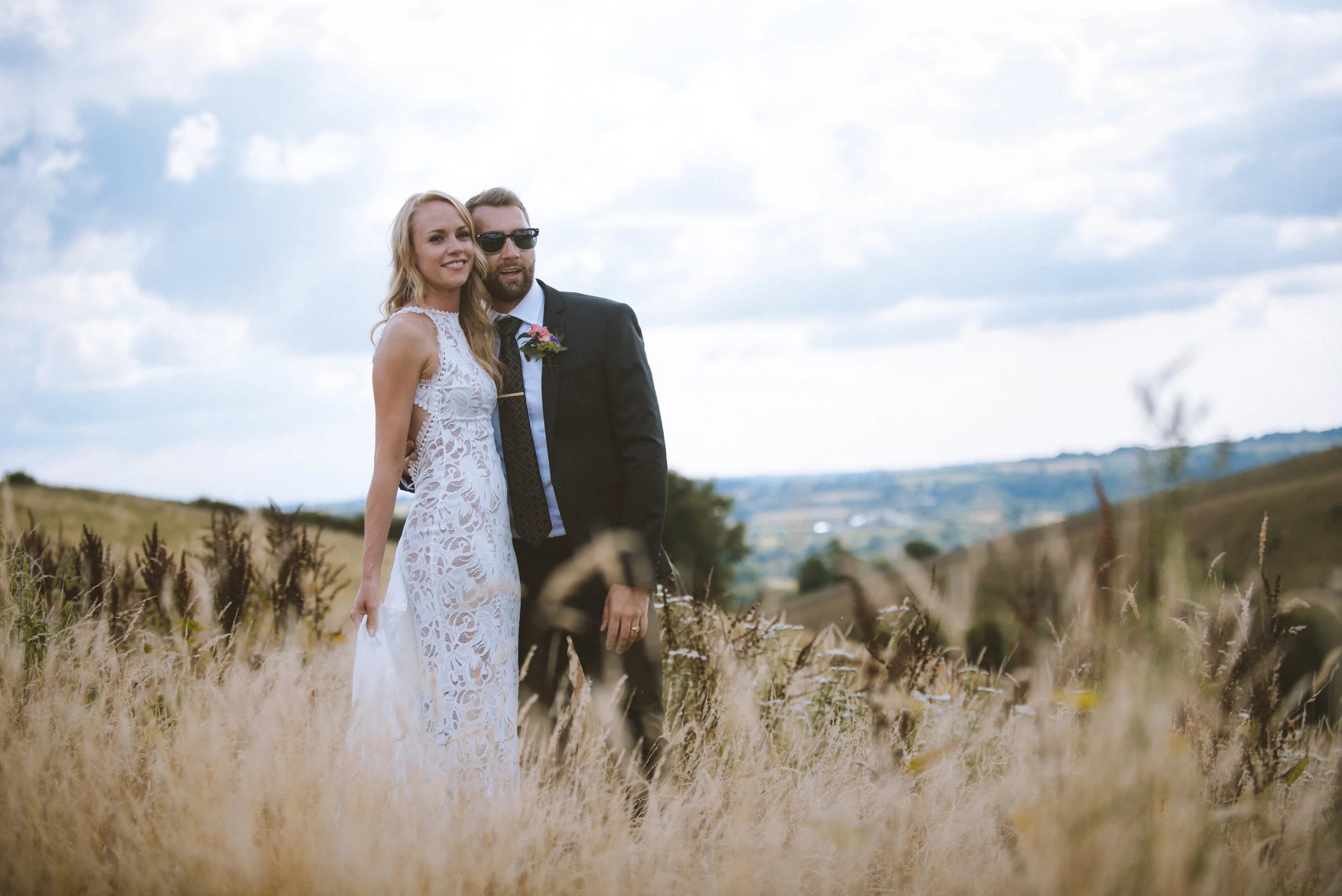 Bride and groom at wedding in Cornwall by wedding photographer Mark Shaw Photography