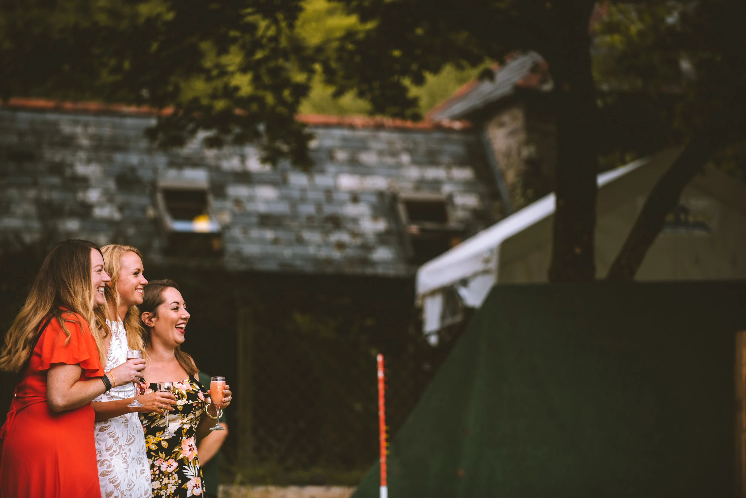 Guests at wedding in Cornwall by wedding photographer Mark Shaw Photography