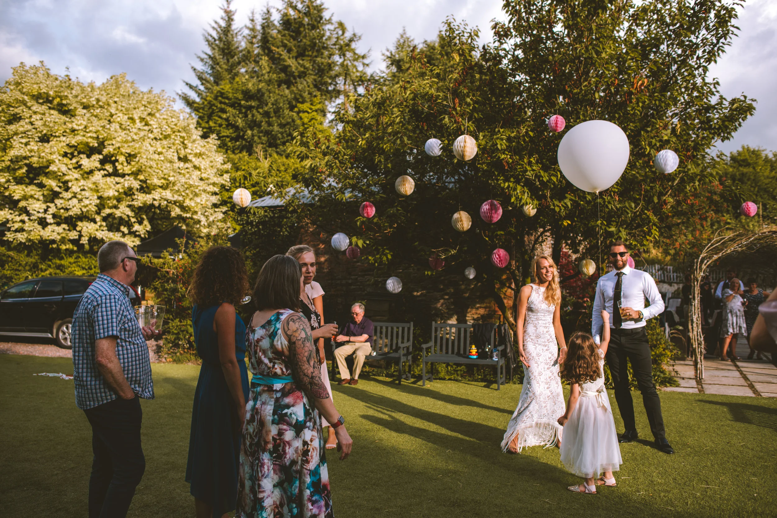 Guests at wedding in Cornwall by wedding photographer Mark Shaw Photography