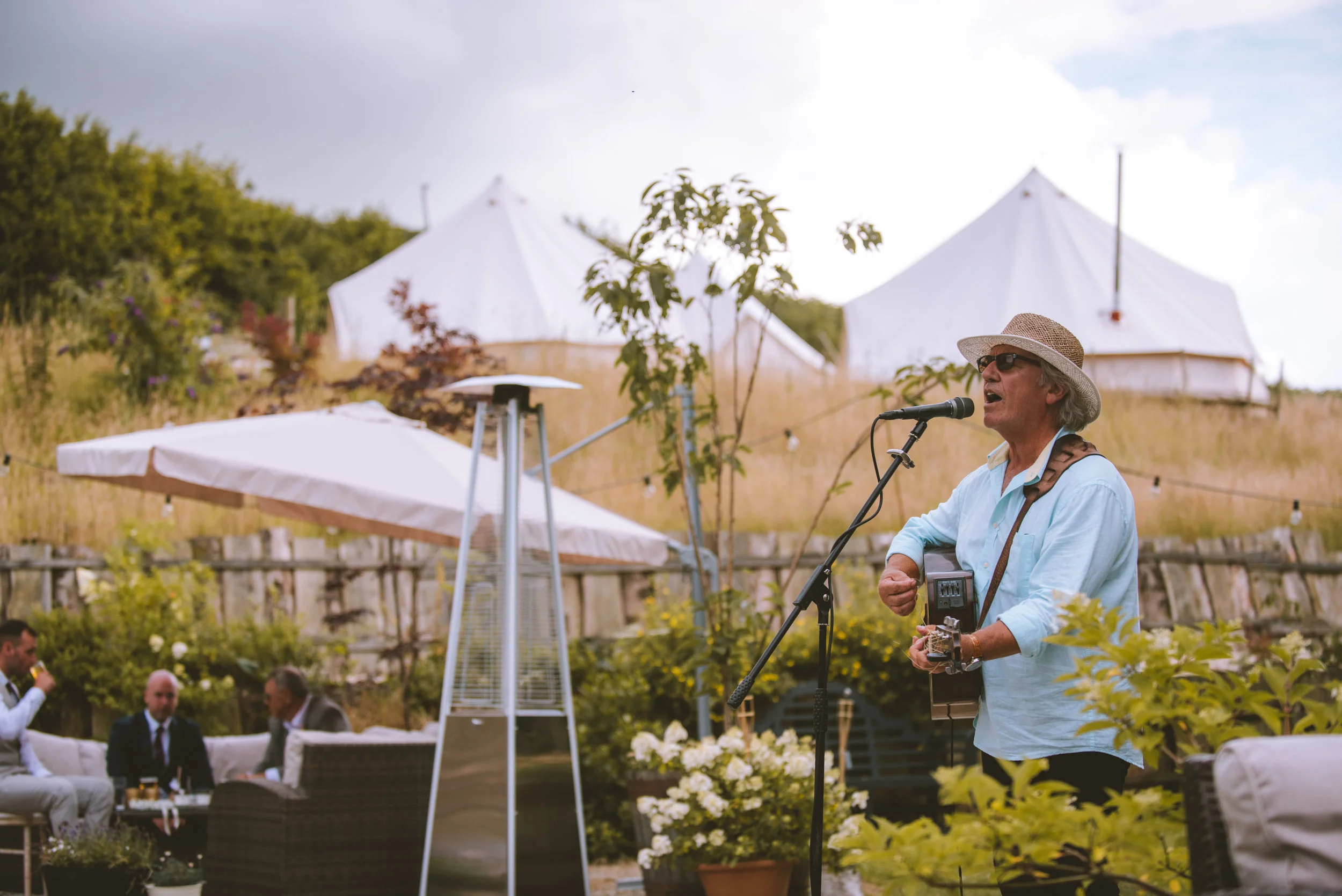 Guitarist musician at wedding in Cornwall by wedding photographer Mark Shaw Photography
