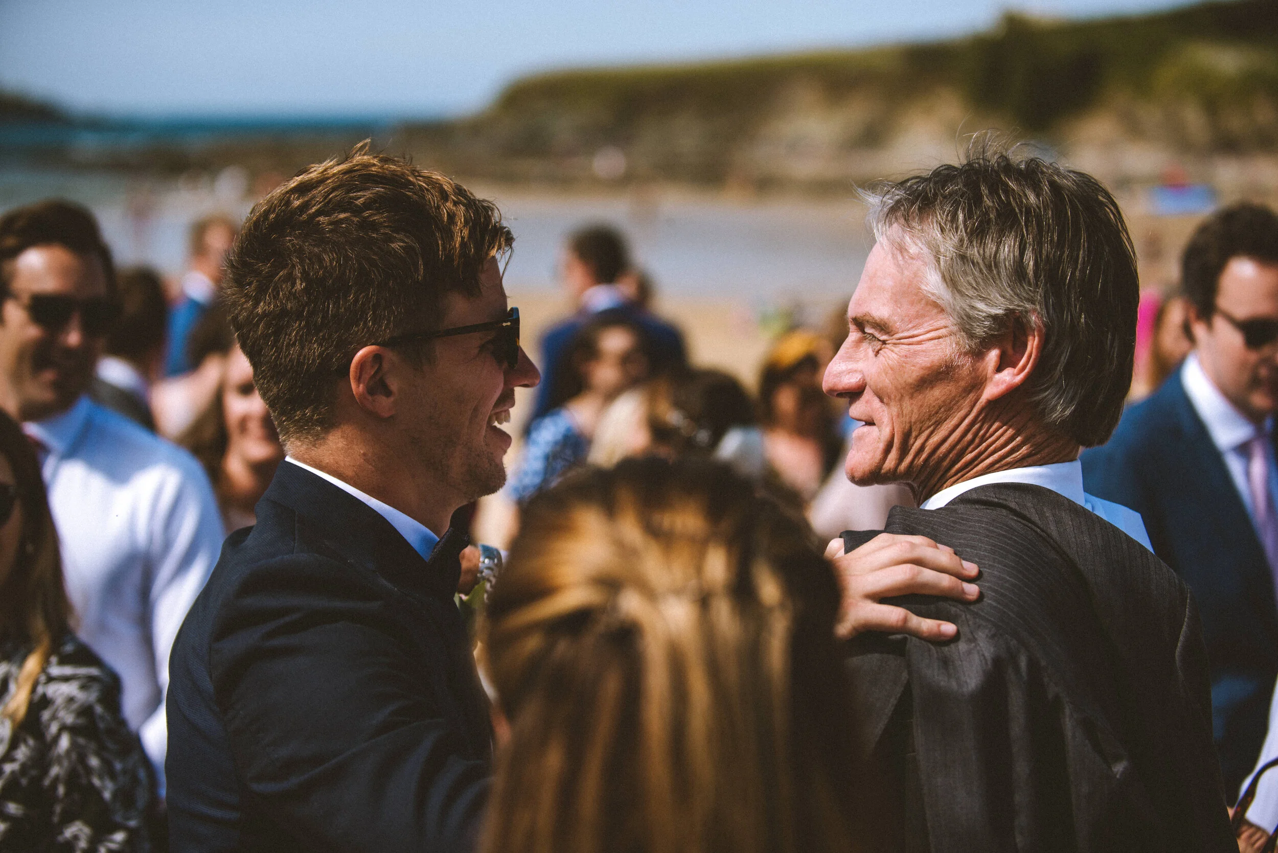 Wedding photo at Daymer Bay in Cornwall. 